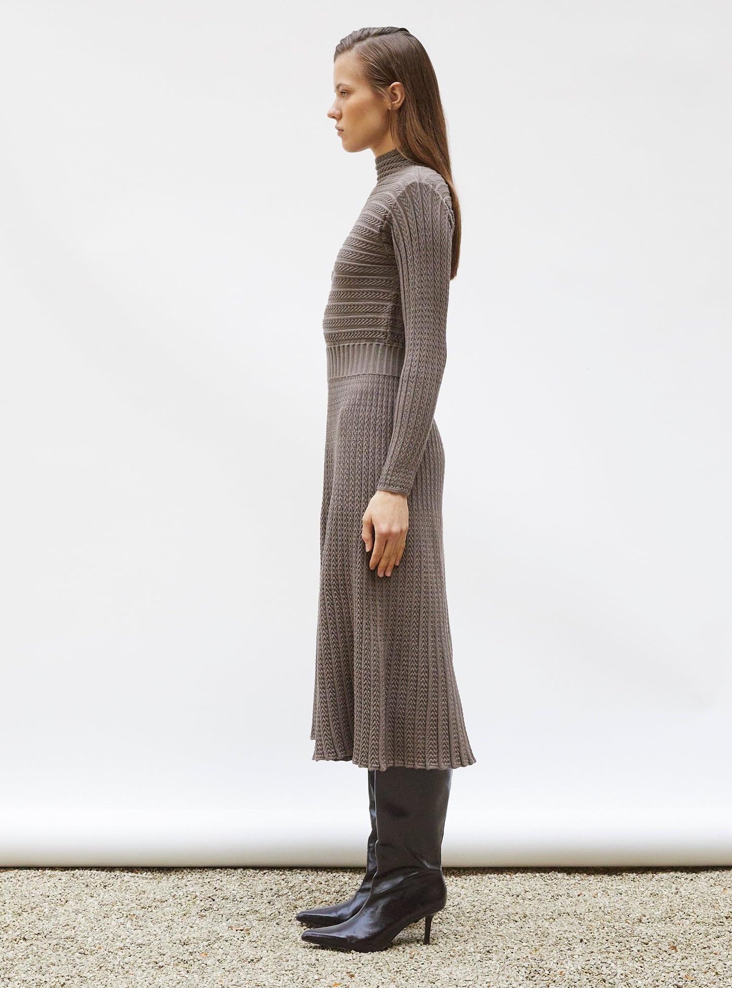 robe longue maille plissée