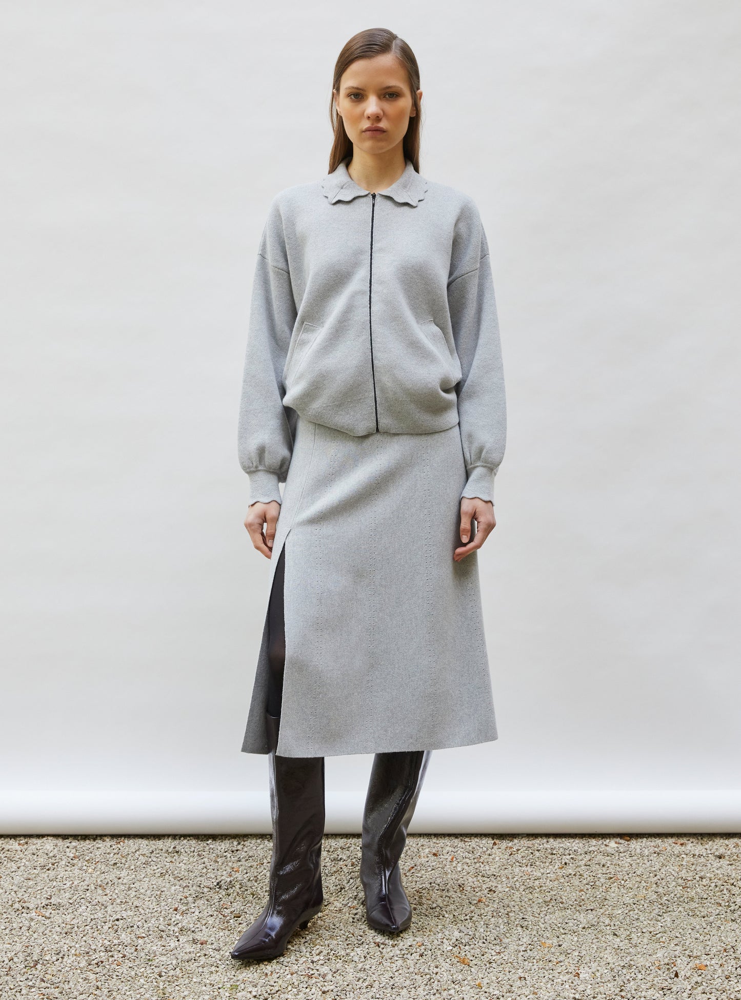 veste en maille col croquet