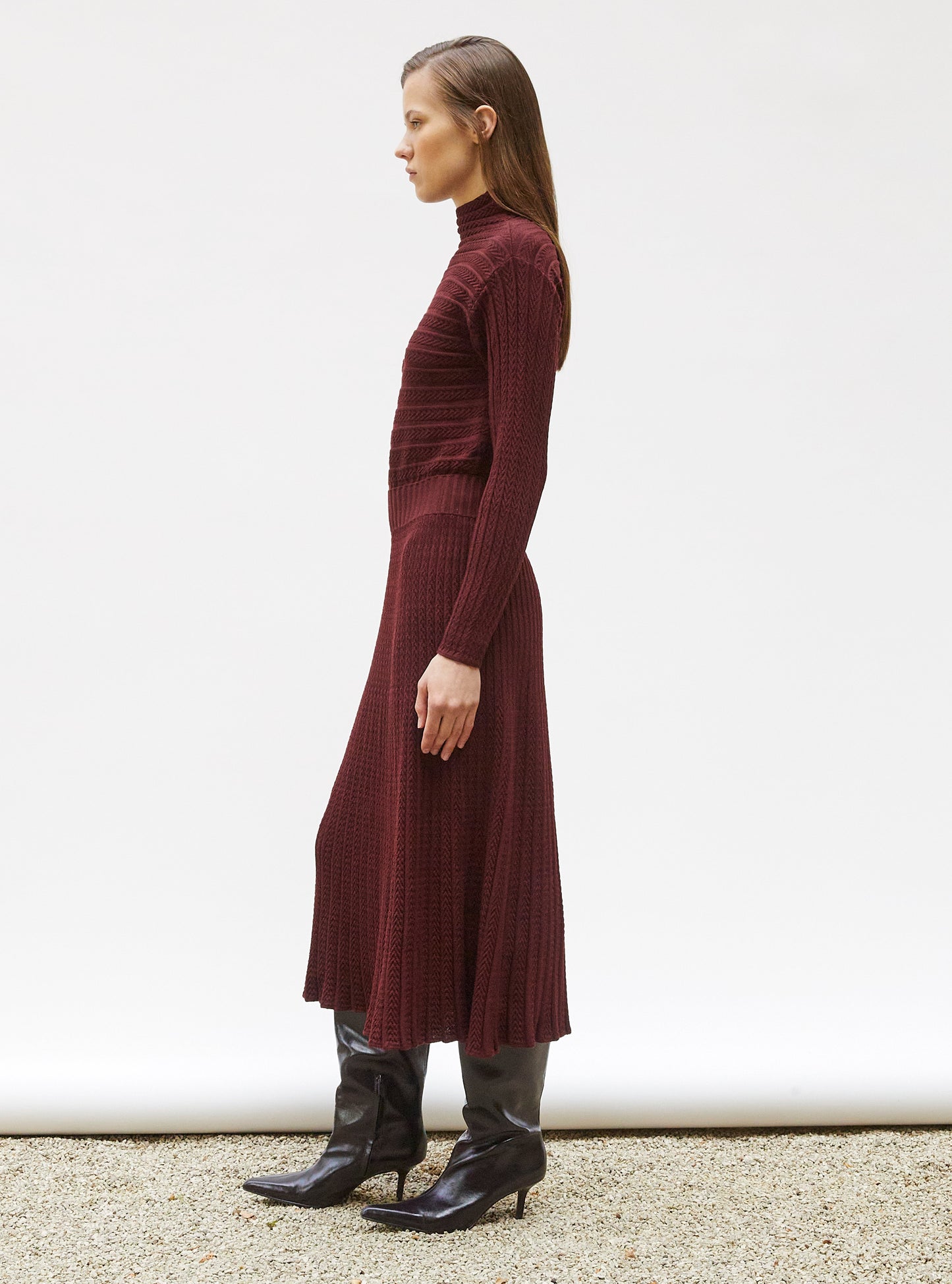 robe longue maille plissée