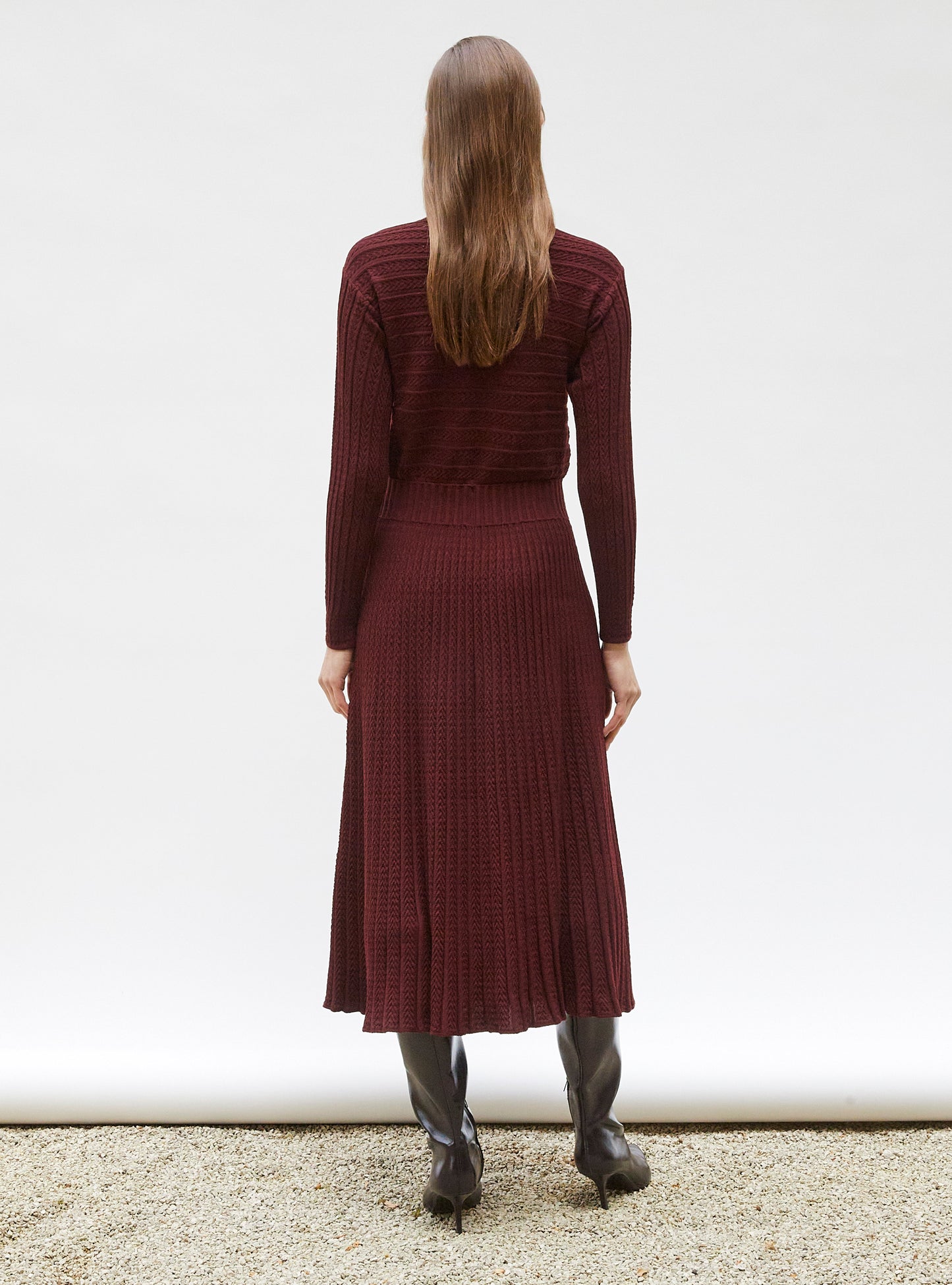 robe longue maille plissée