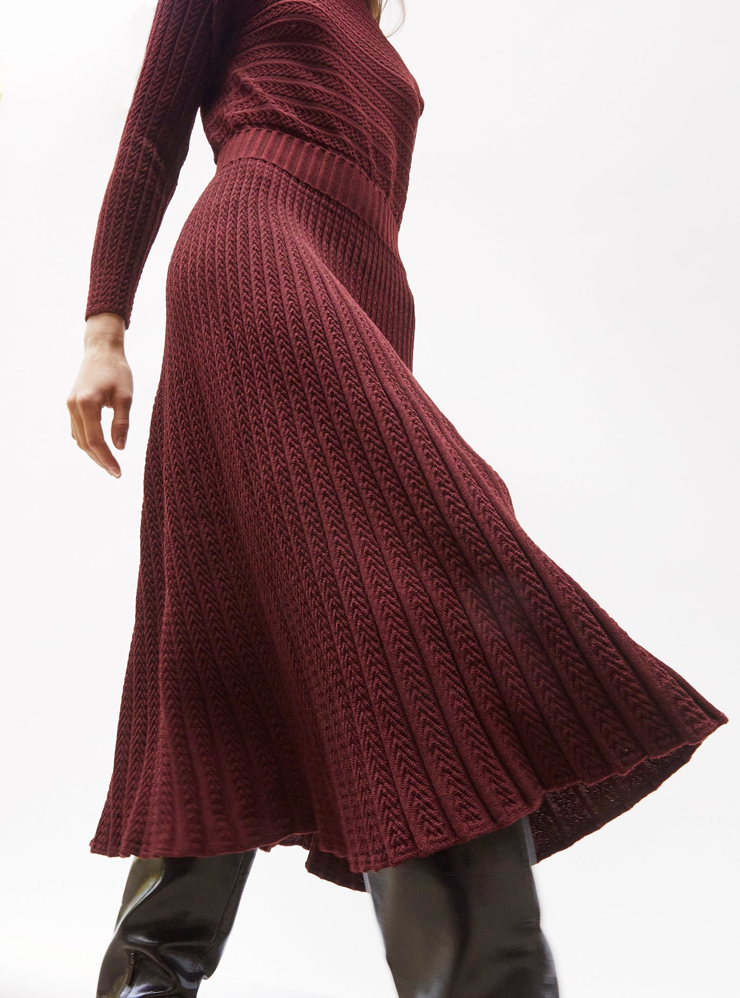 robe longue maille plissée