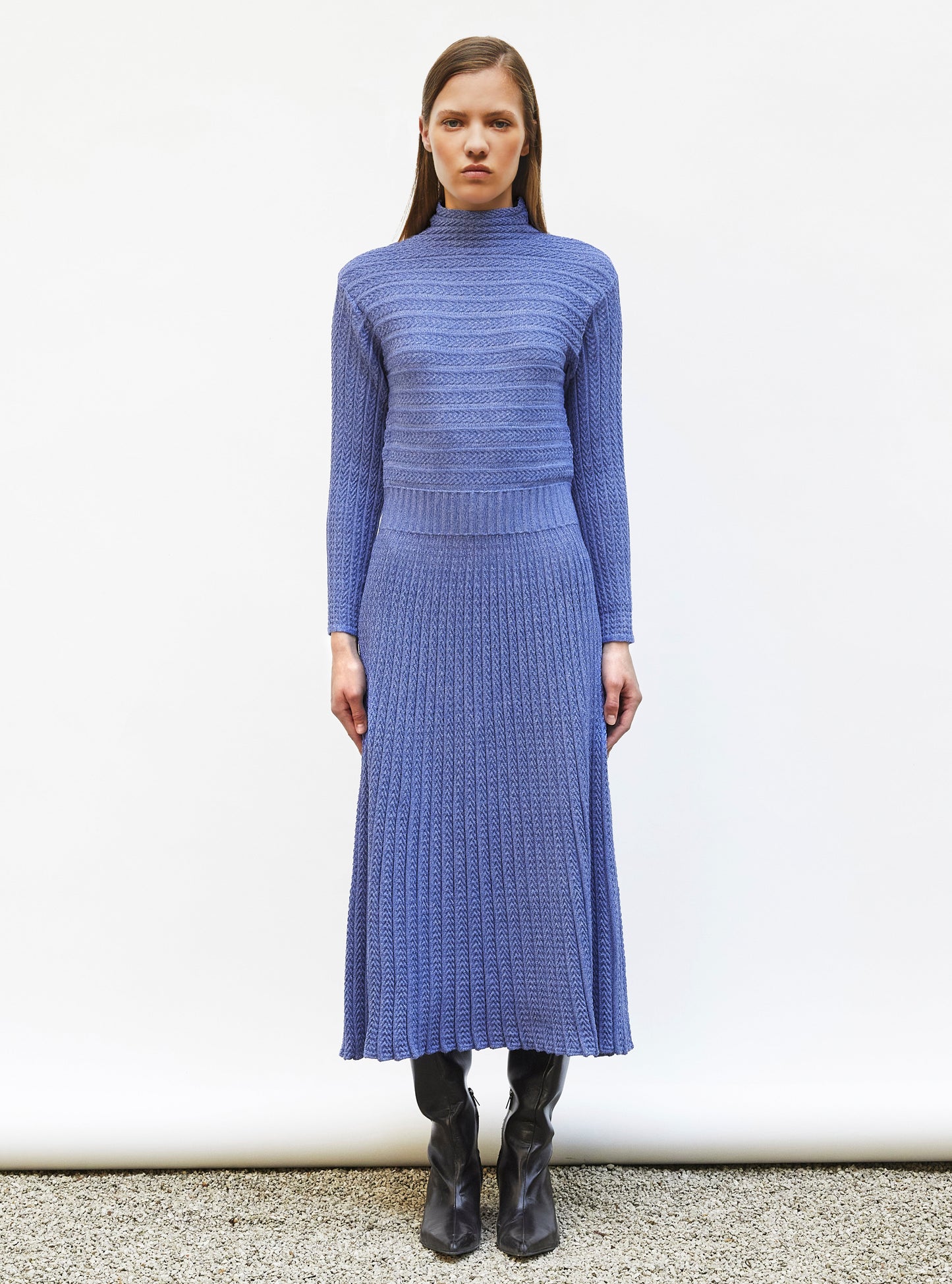 robe longue maille plissée