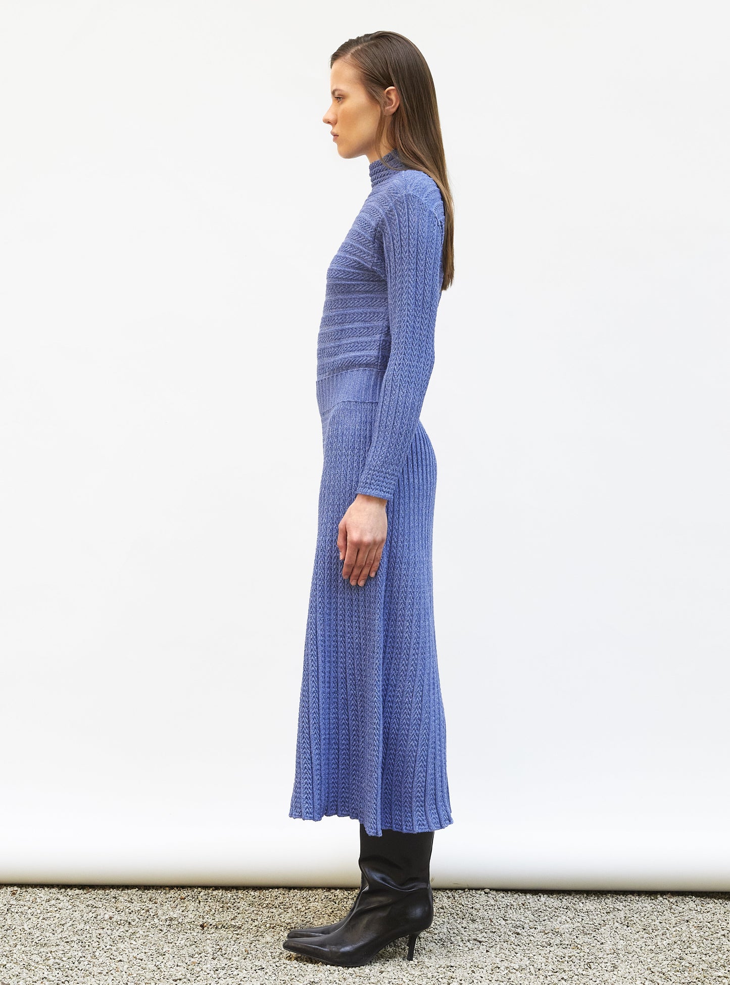 robe longue maille plissée