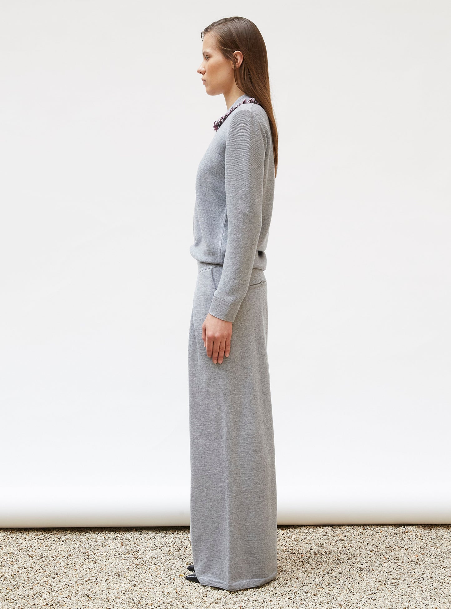 chemise en maille col volanté