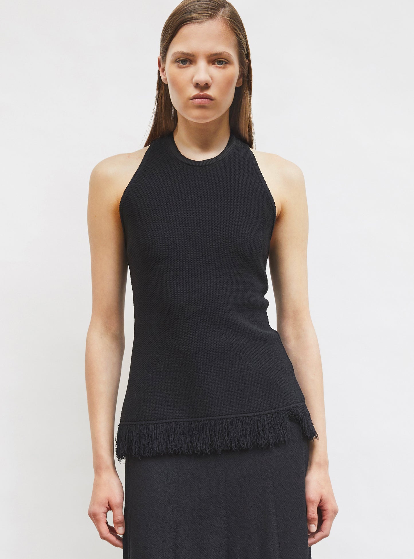 top maille à franges dos nu