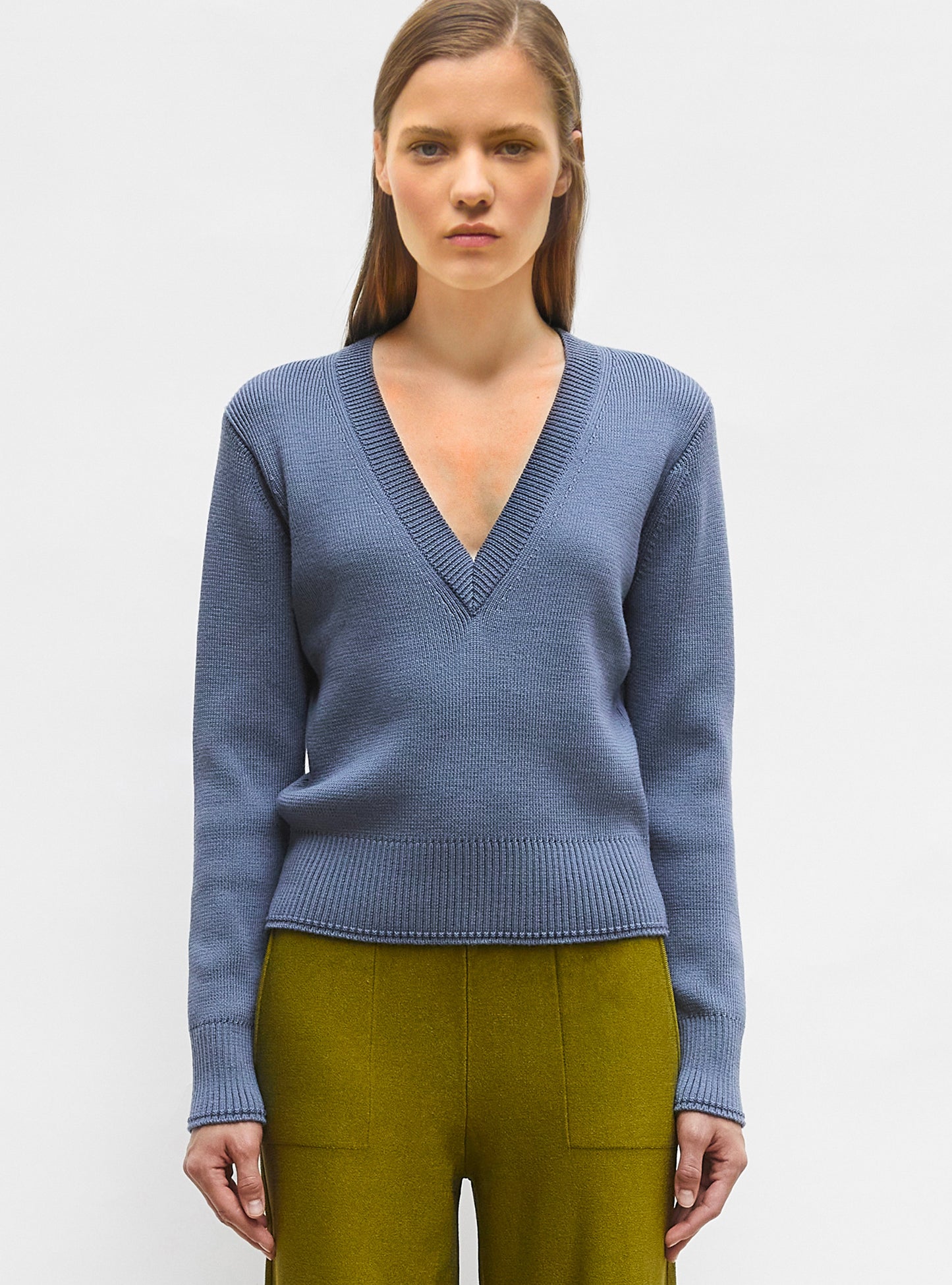 pull col v maille pleine