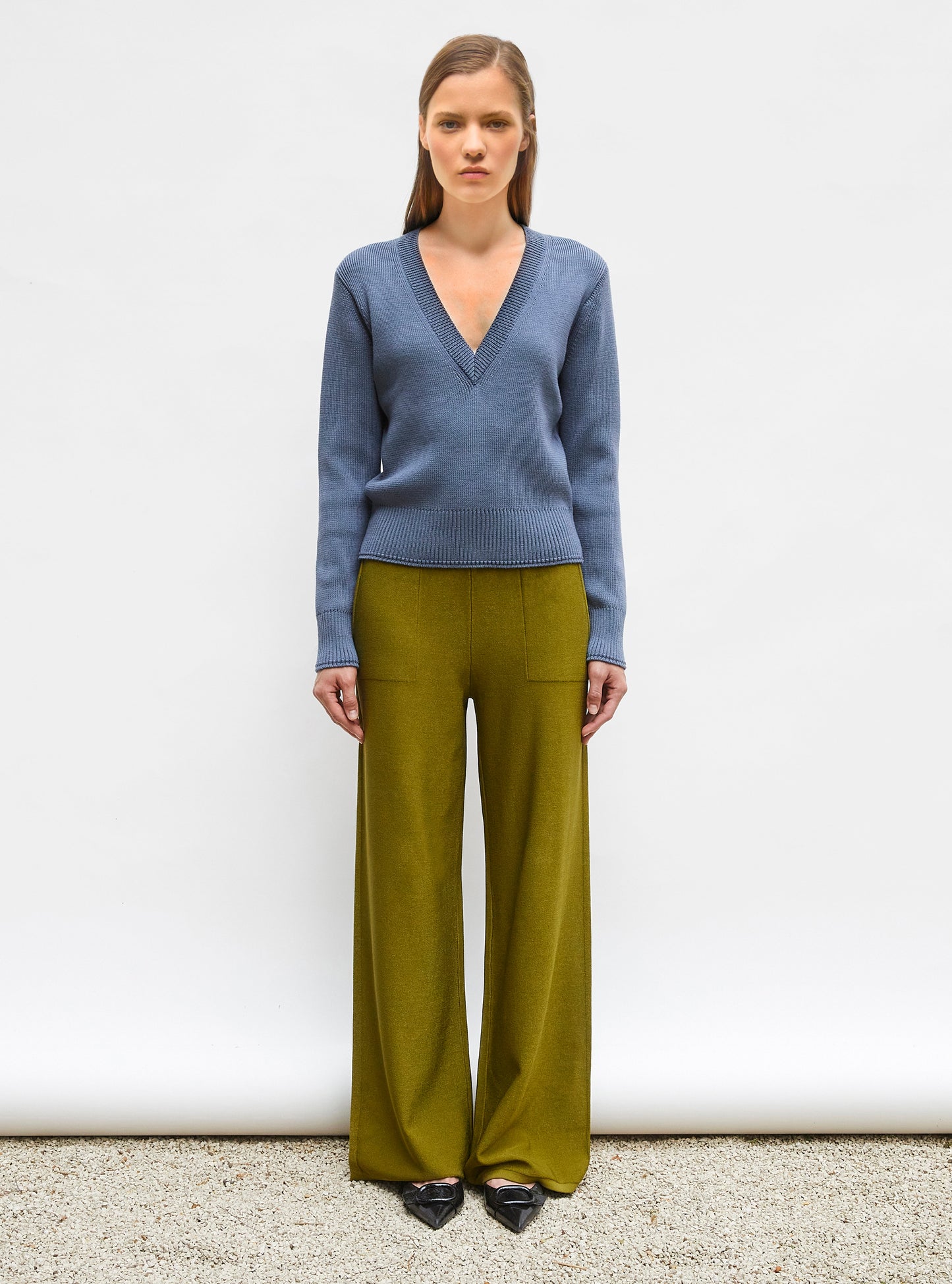 pull col v maille pleine