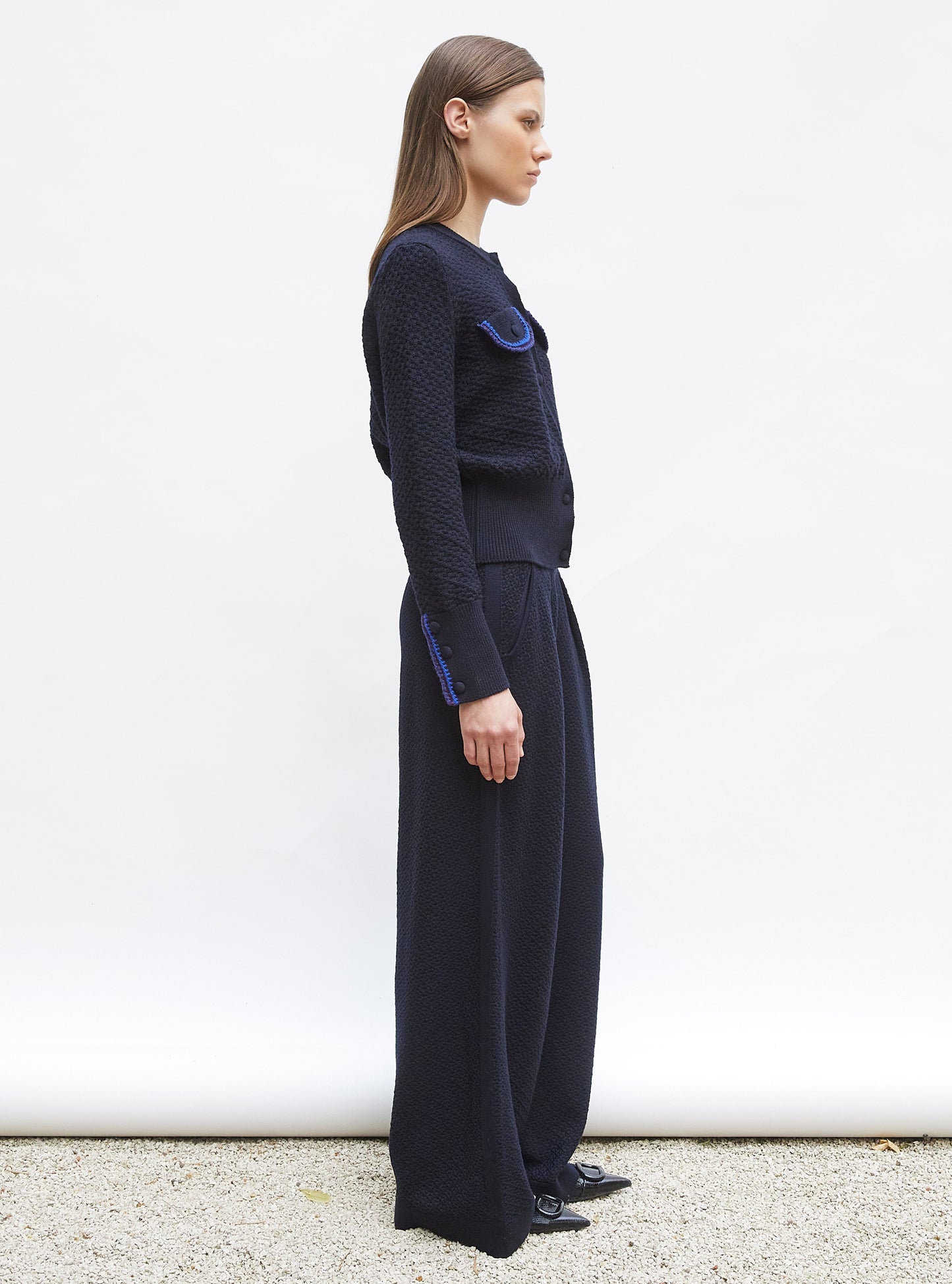 veste maille brodée main