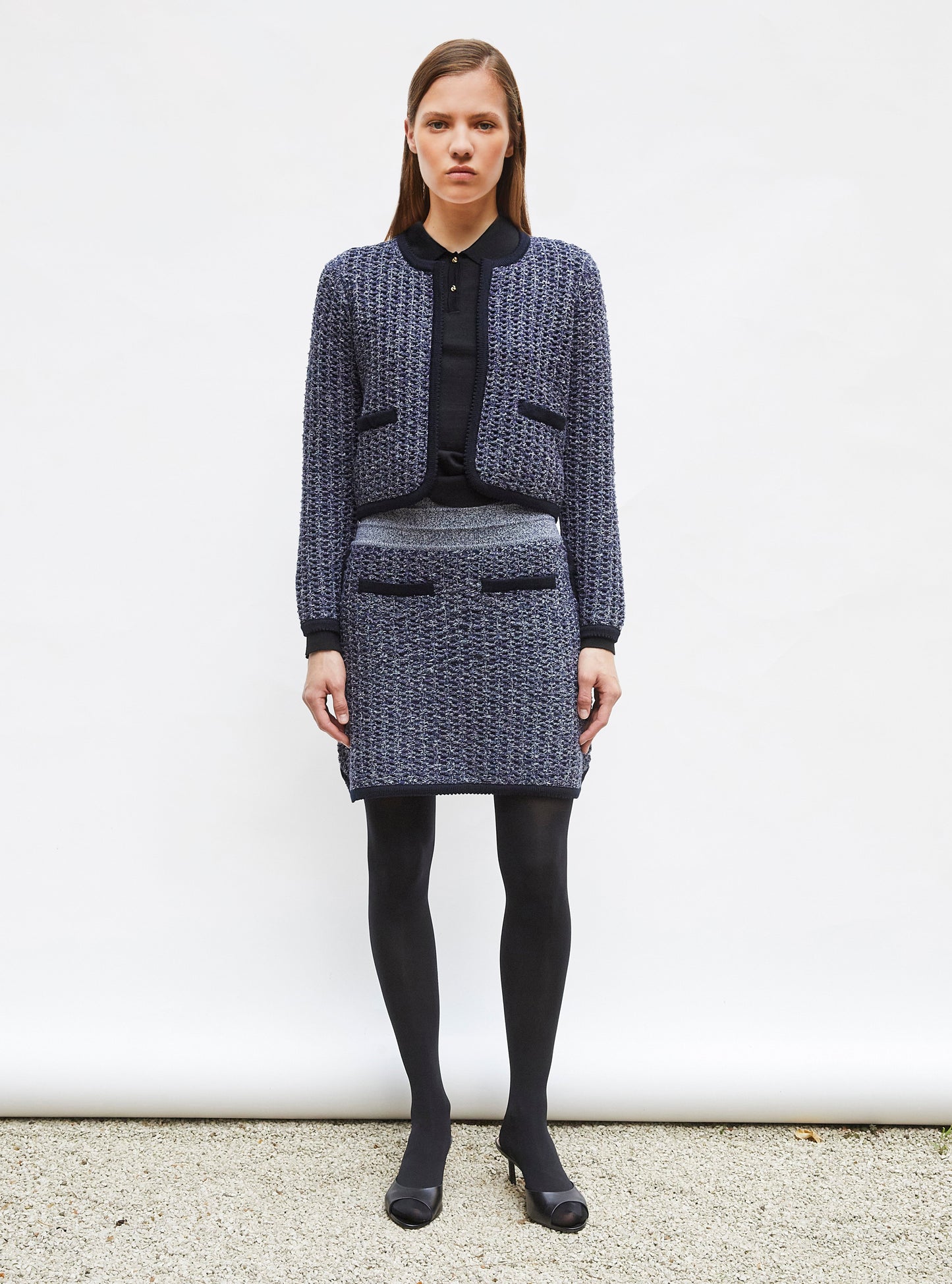 veste courte maille tweedée