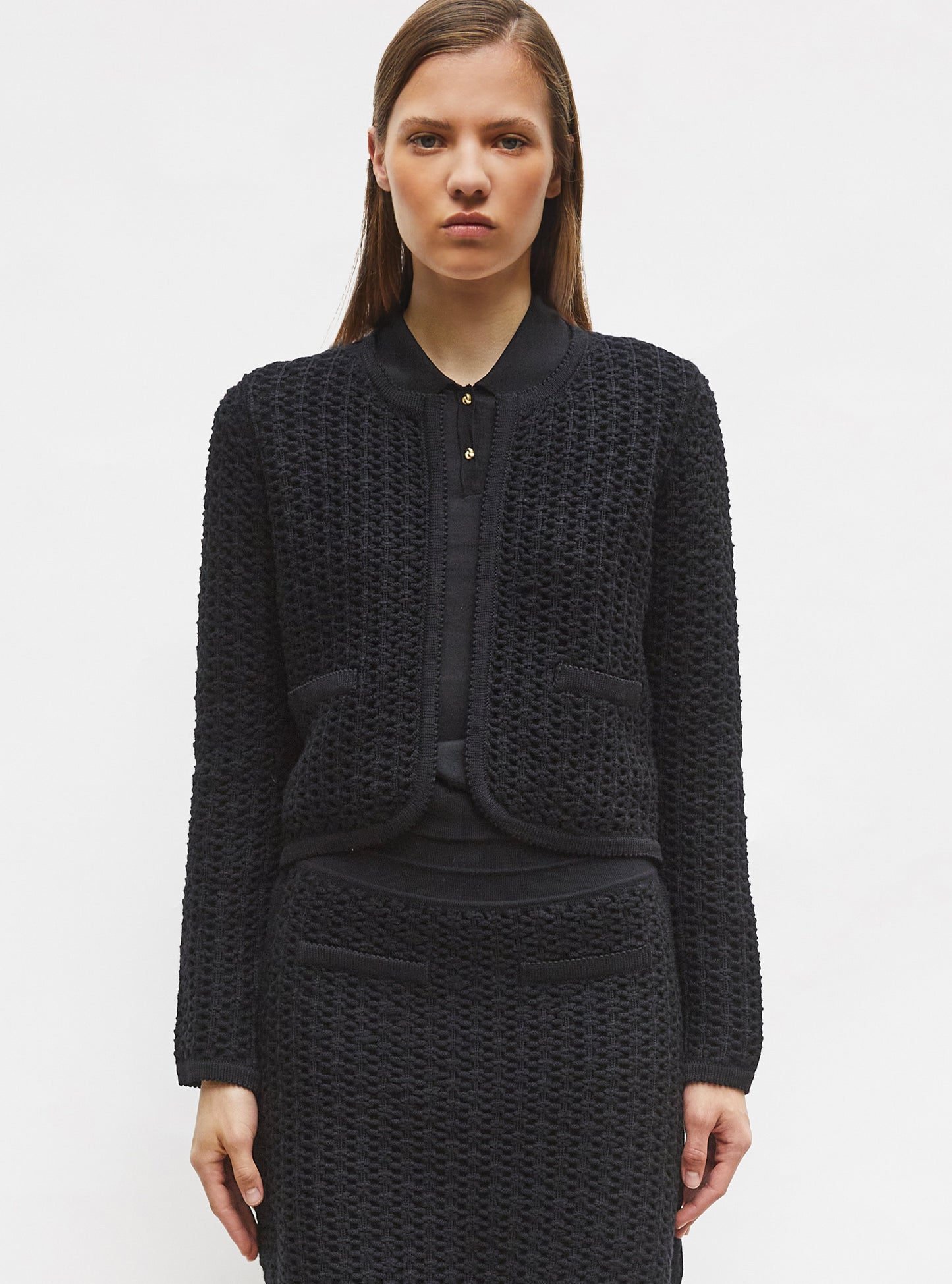 veste courte maille tweedée
