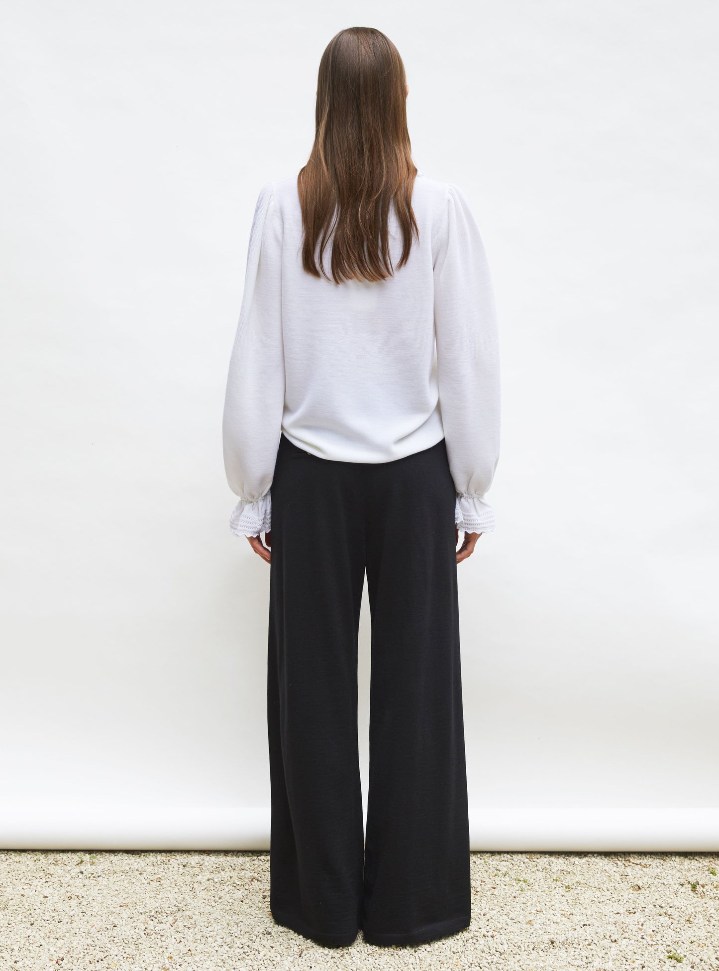 blouse en maille col dentelle