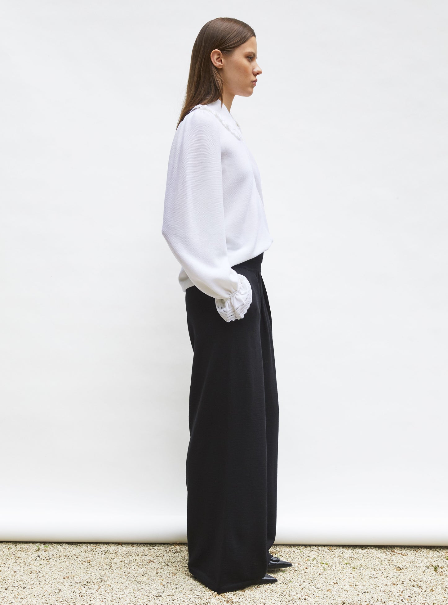 blouse en maille col dentelle