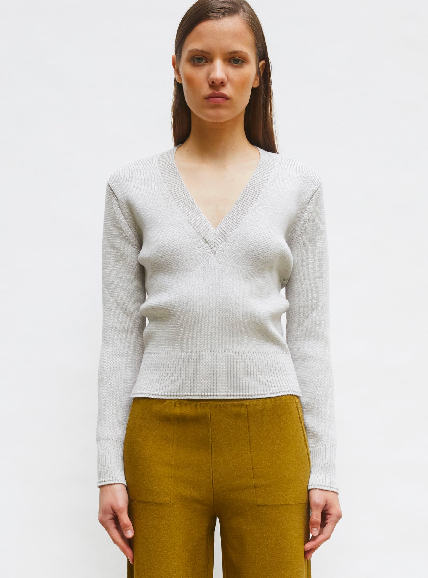 pull col v maille pleine