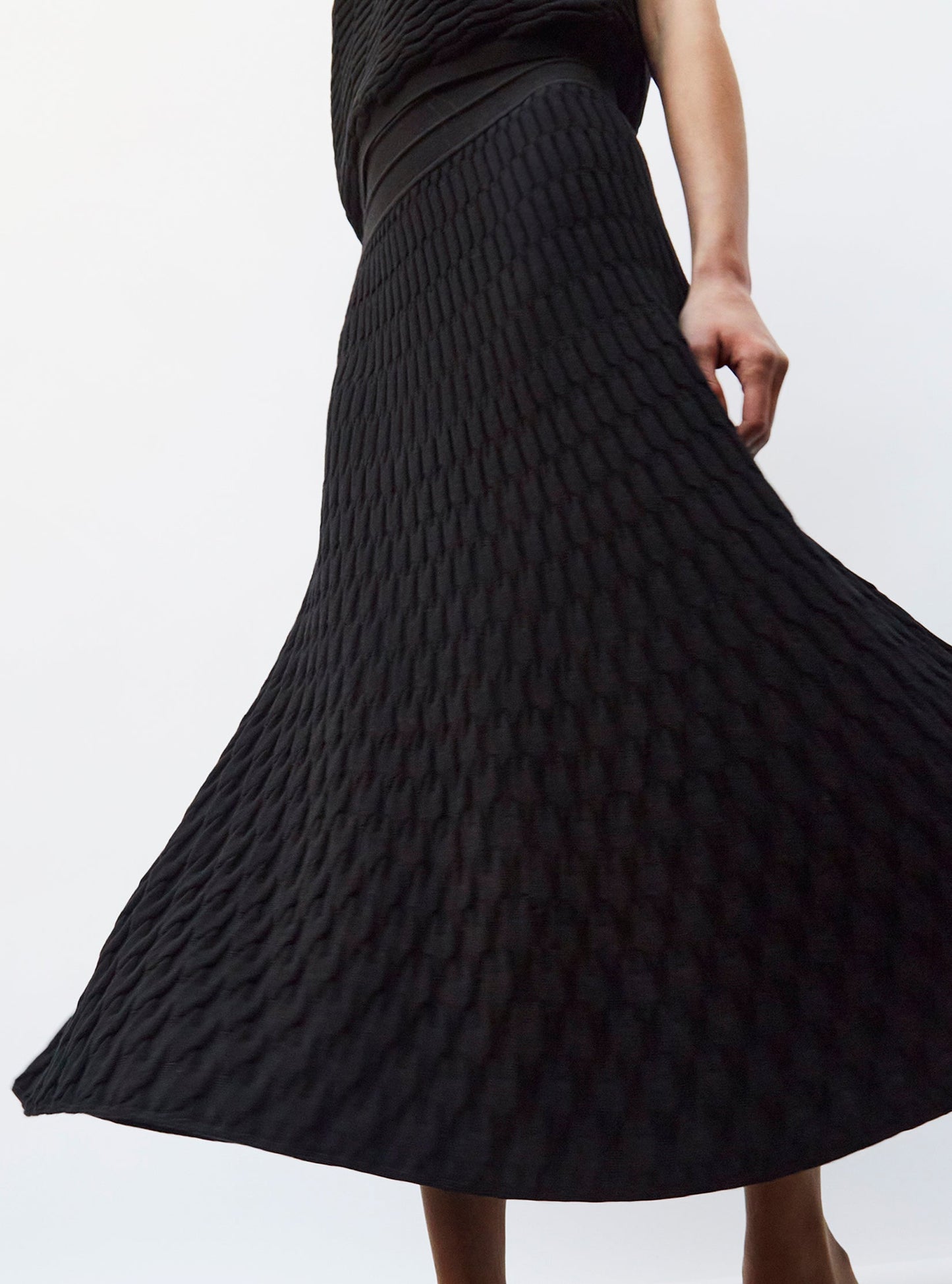 jupe longue maille zellige unie