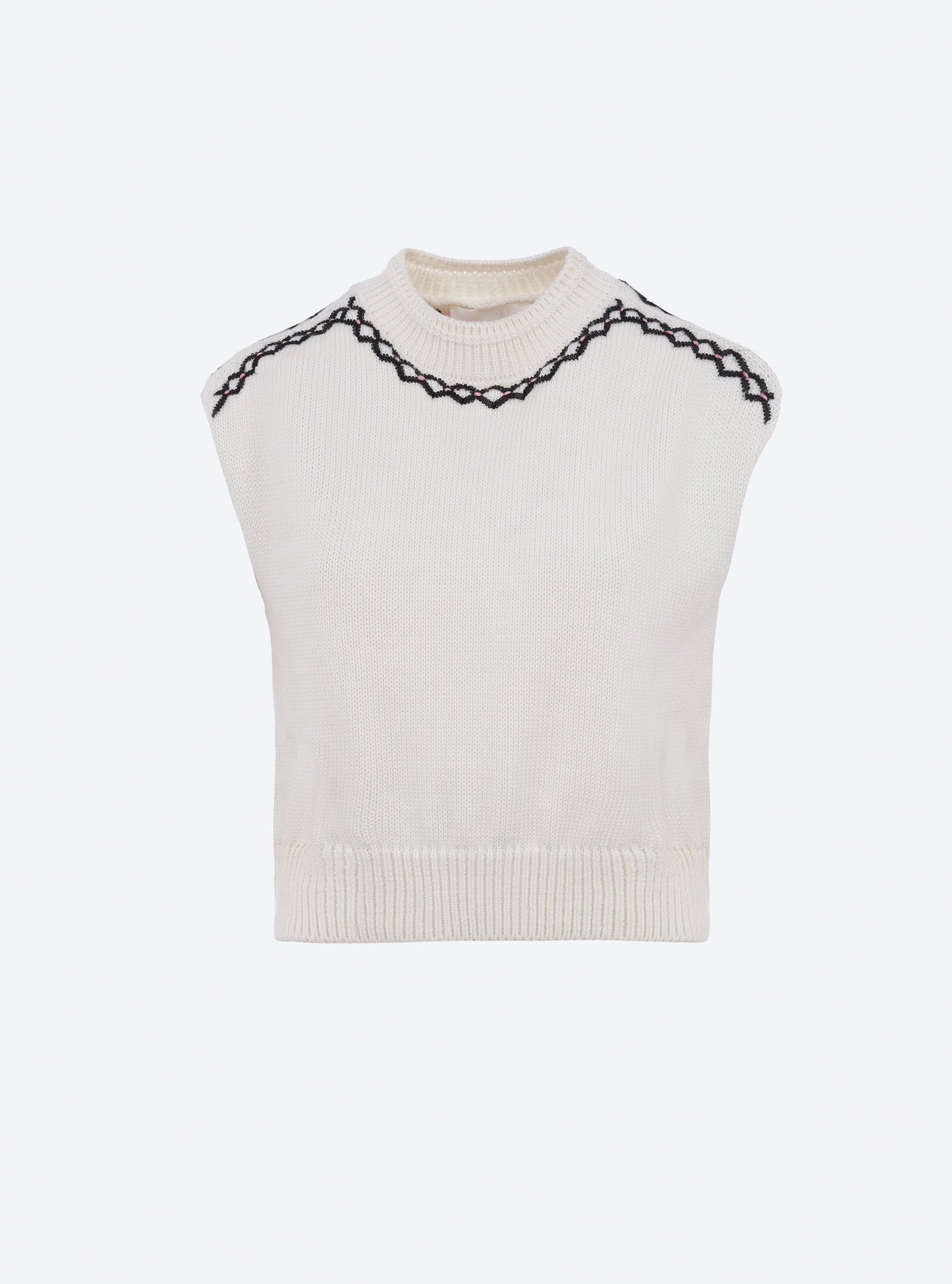 top en maille brodé main