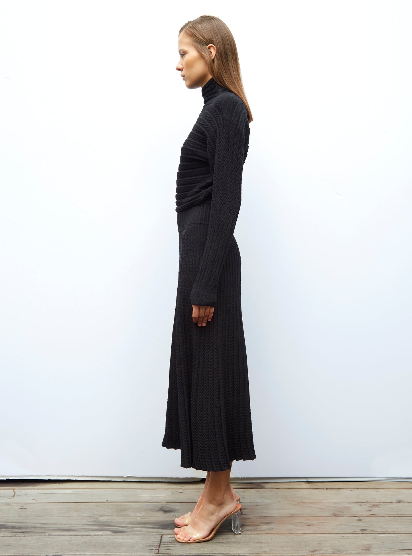 robe longue maille plissée