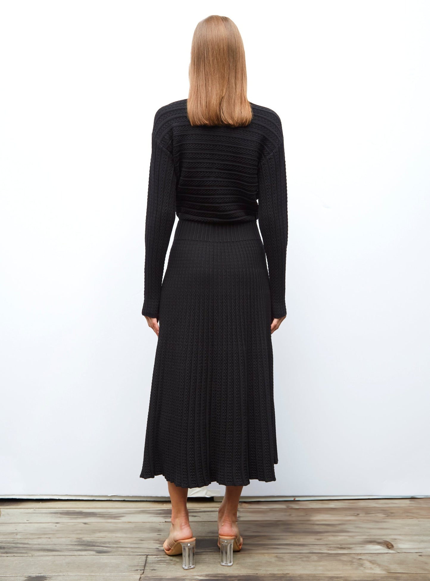 robe longue maille plissée