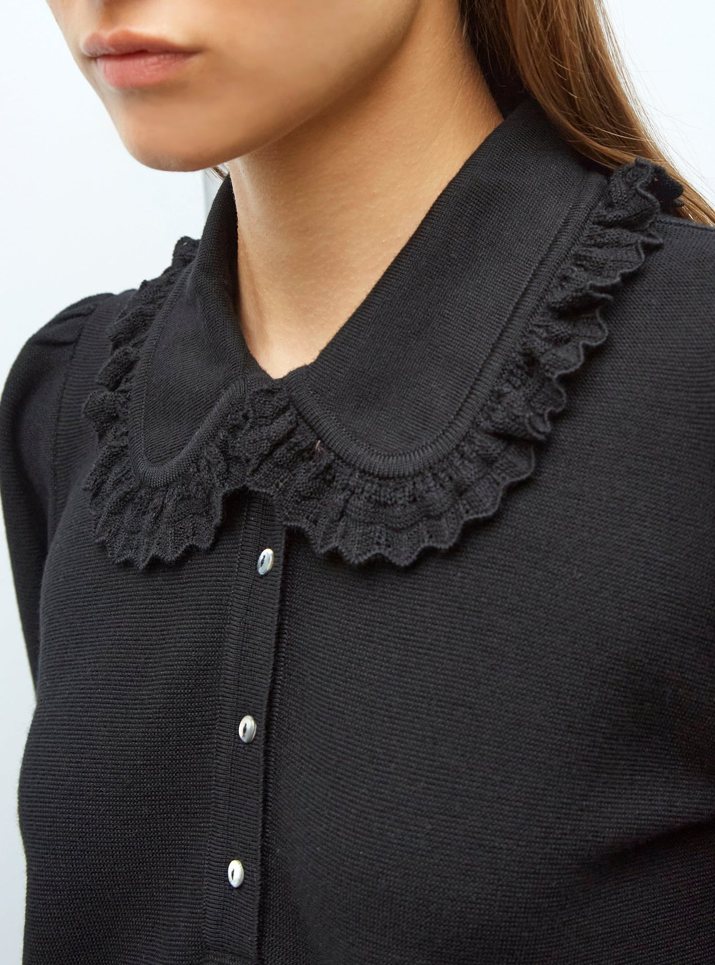 blouse en maille col dentelle