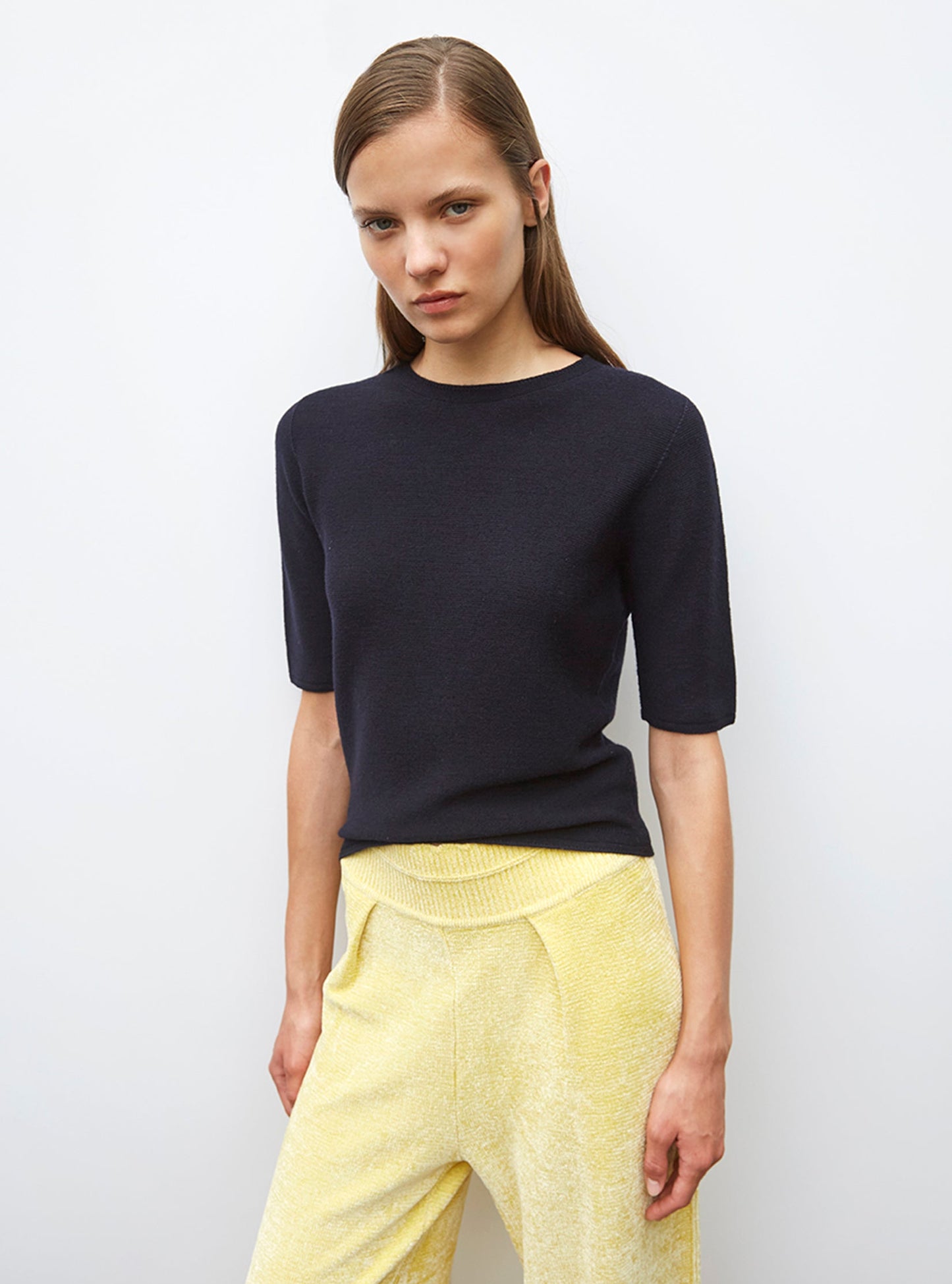 top fin maille manches coudes