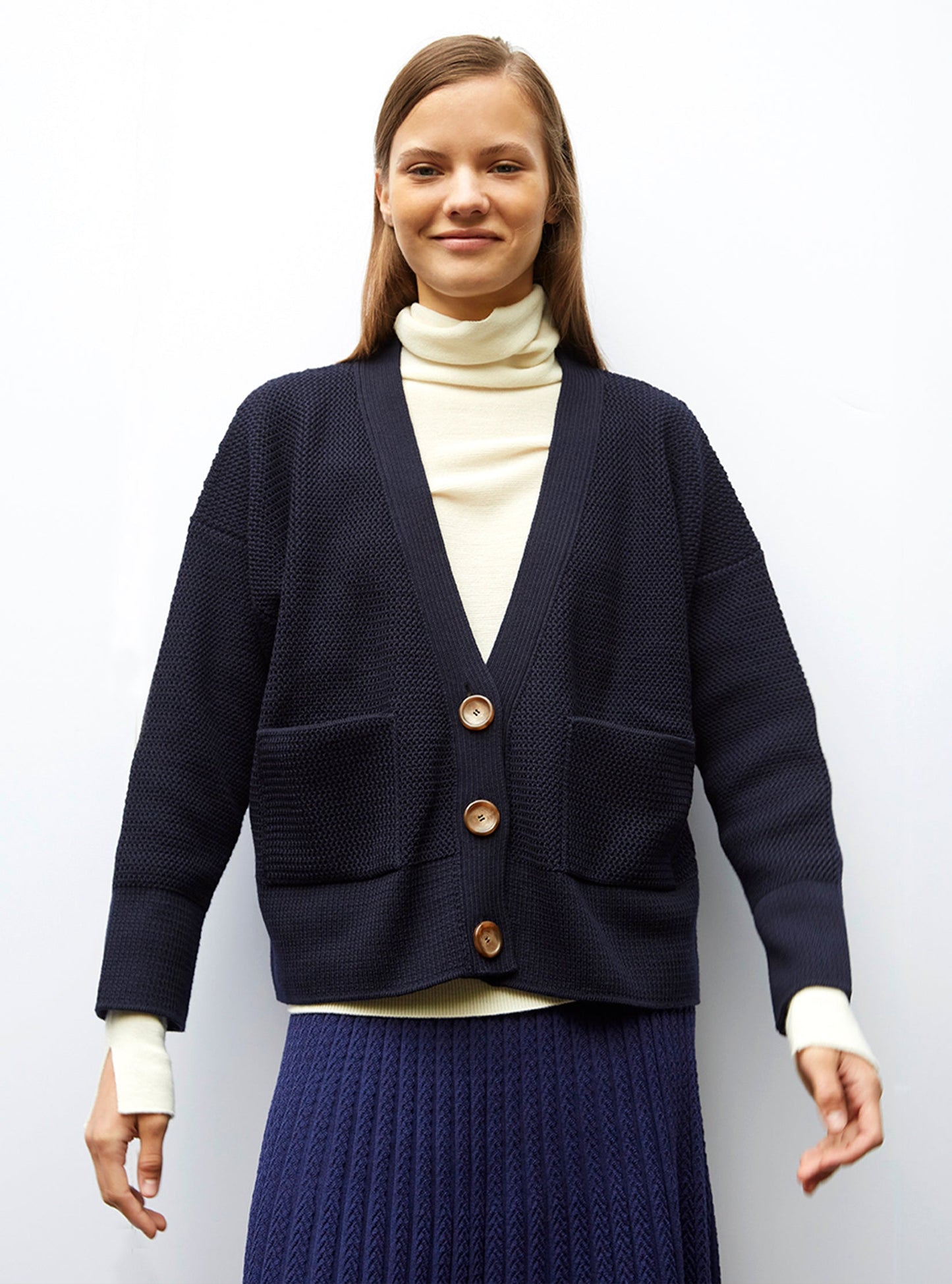 grand cardigan en maille ondulée