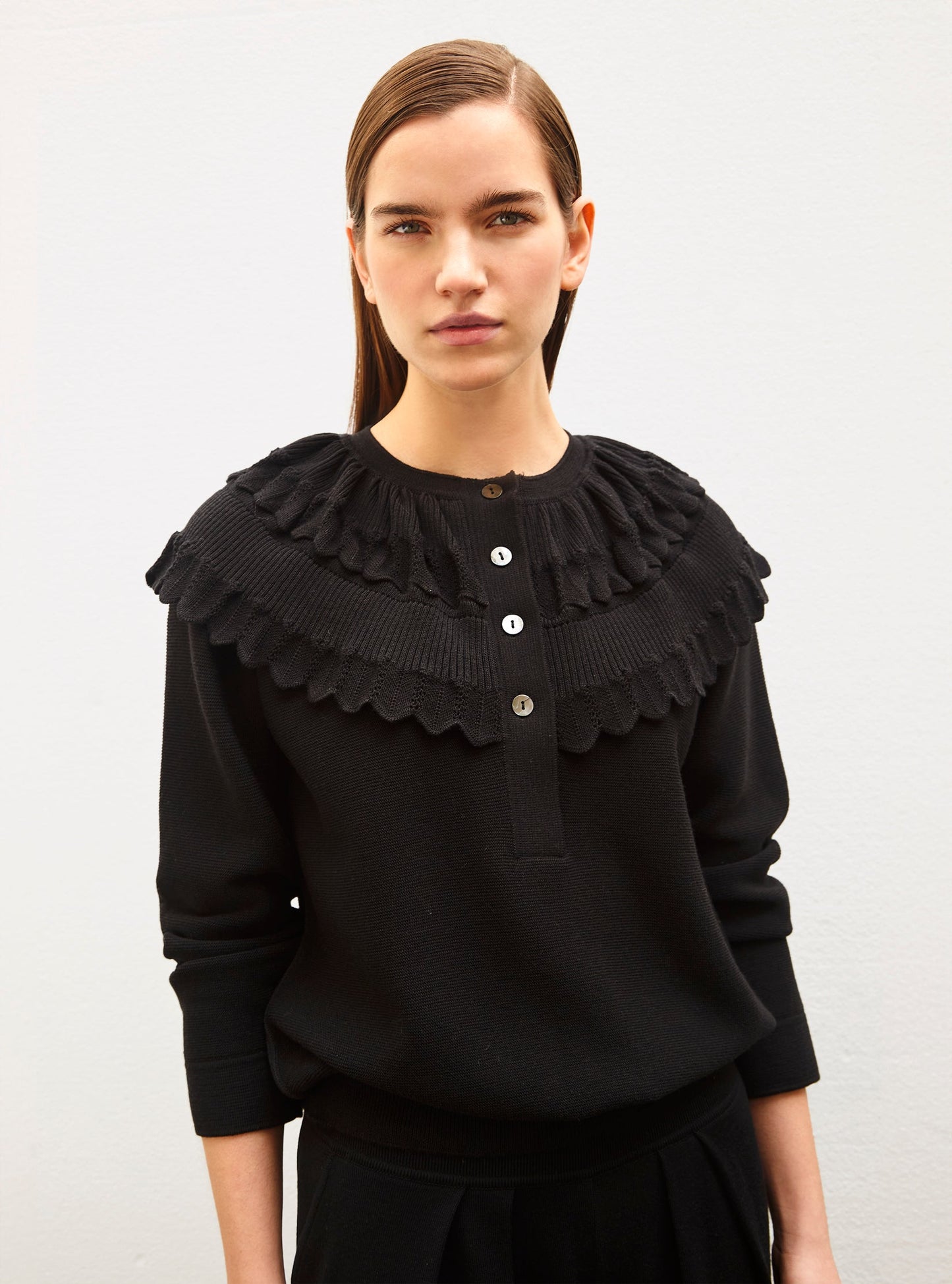 blouse en maille à maxi col