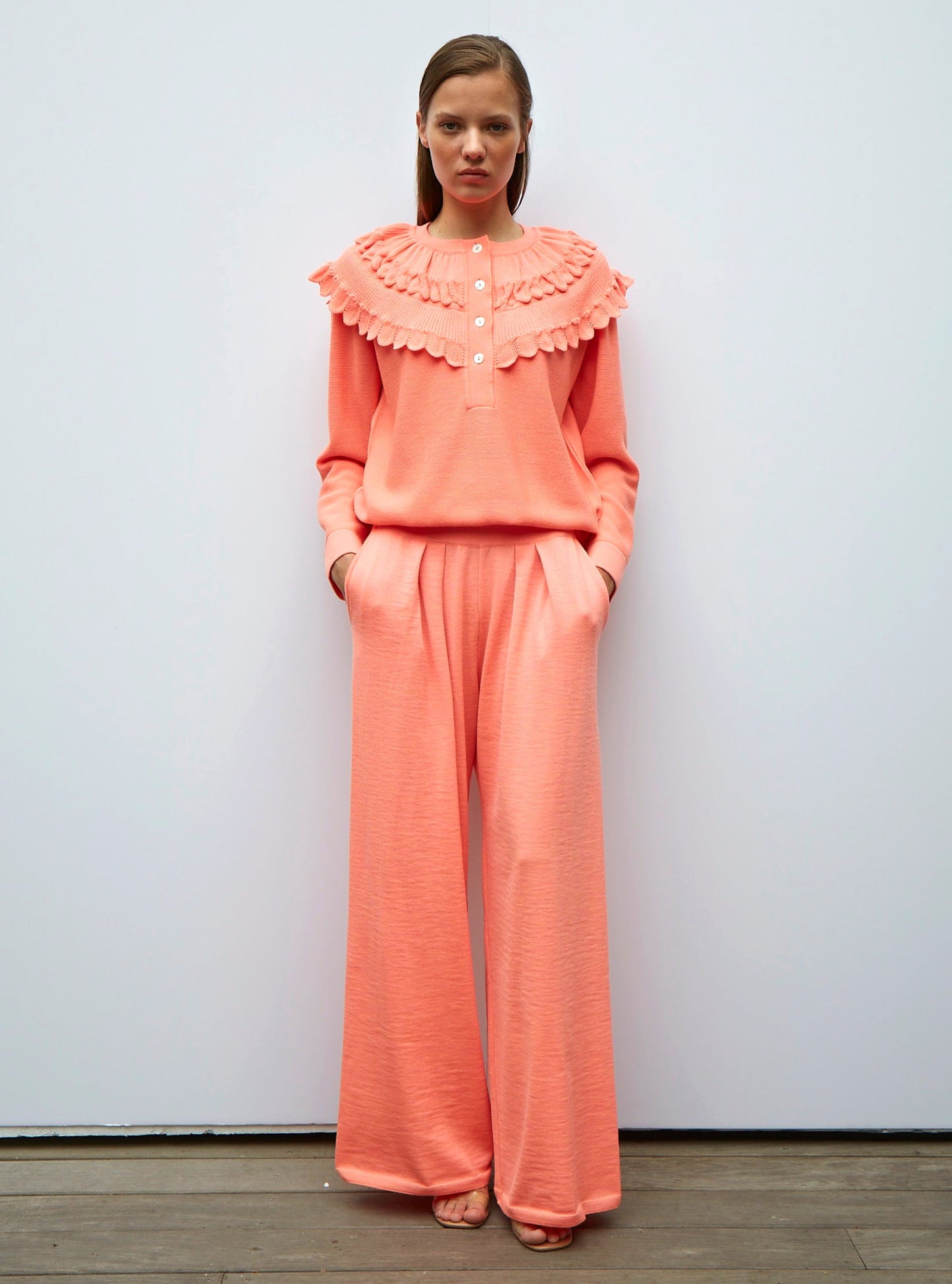 blouse en maille à maxi col