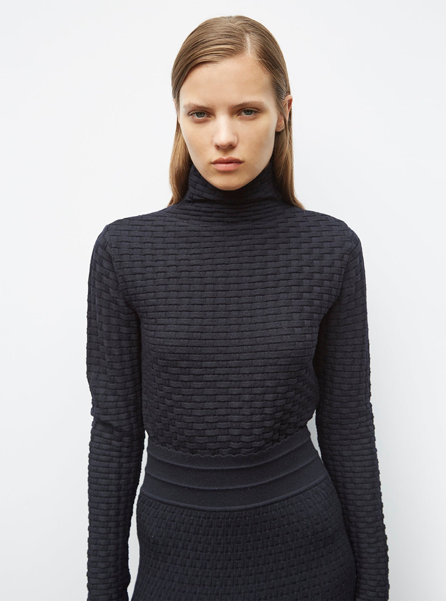 top fin en maille cannage