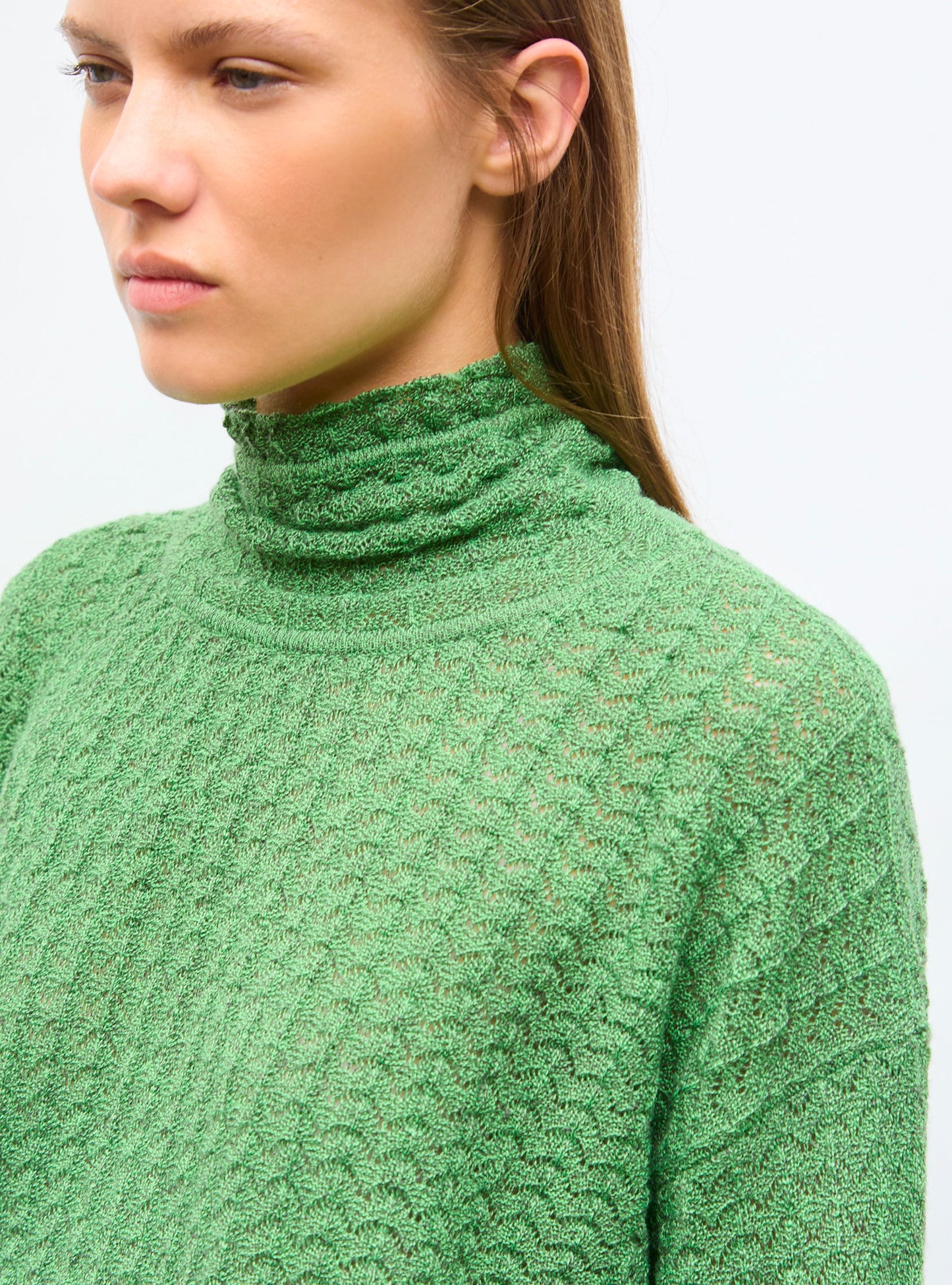top maille pointelle col montant