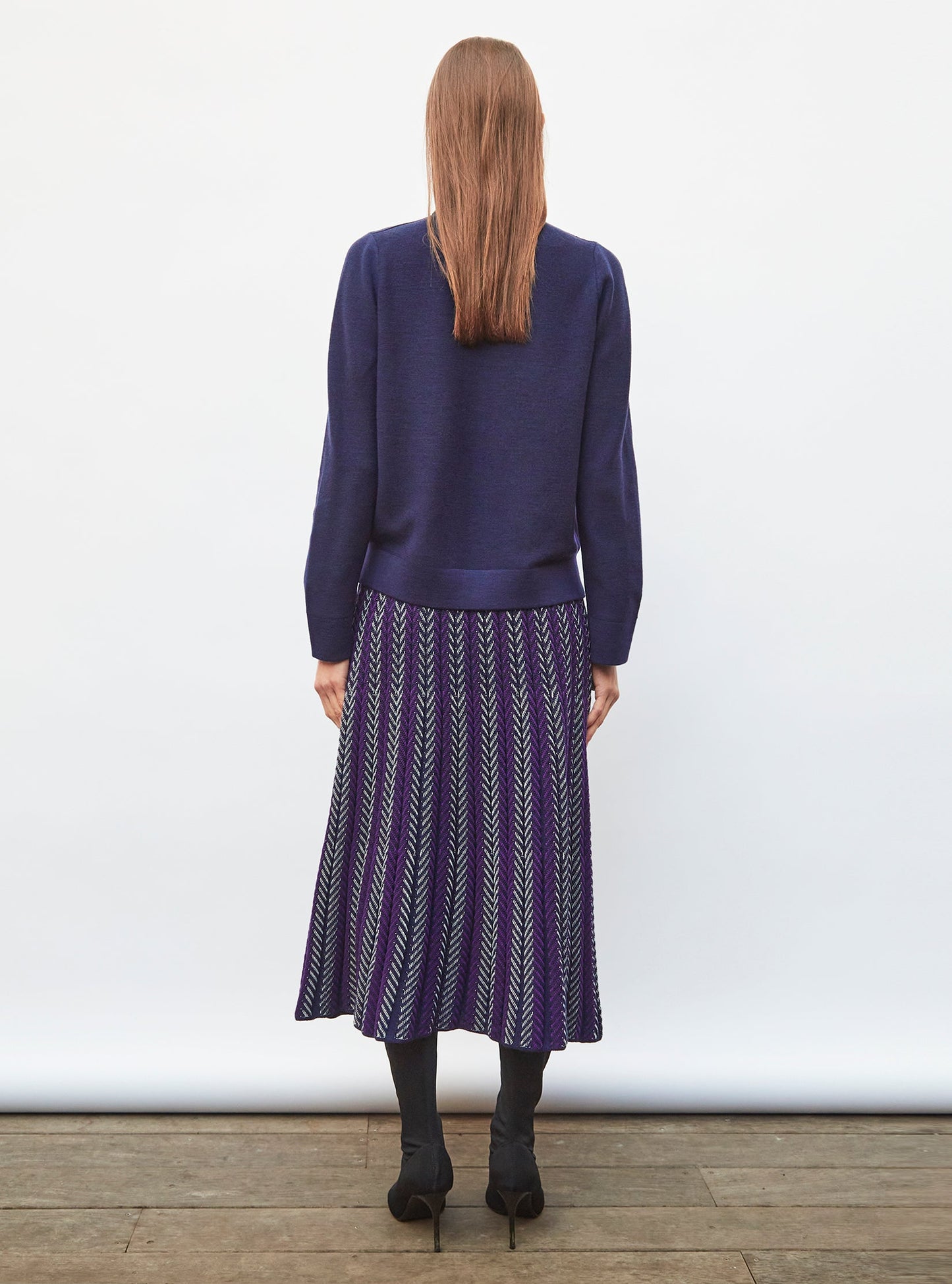jupe longue maille chevrons