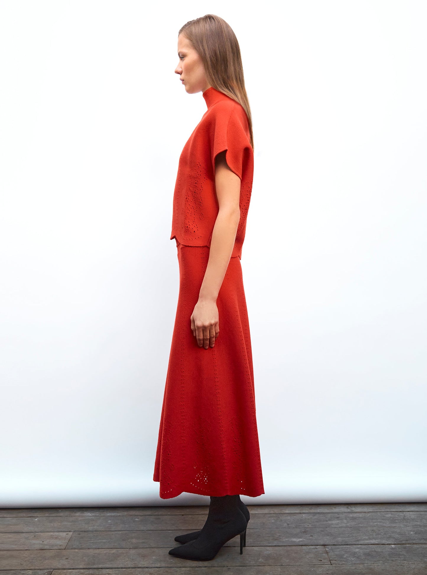jupe longue maille broderie anglaise