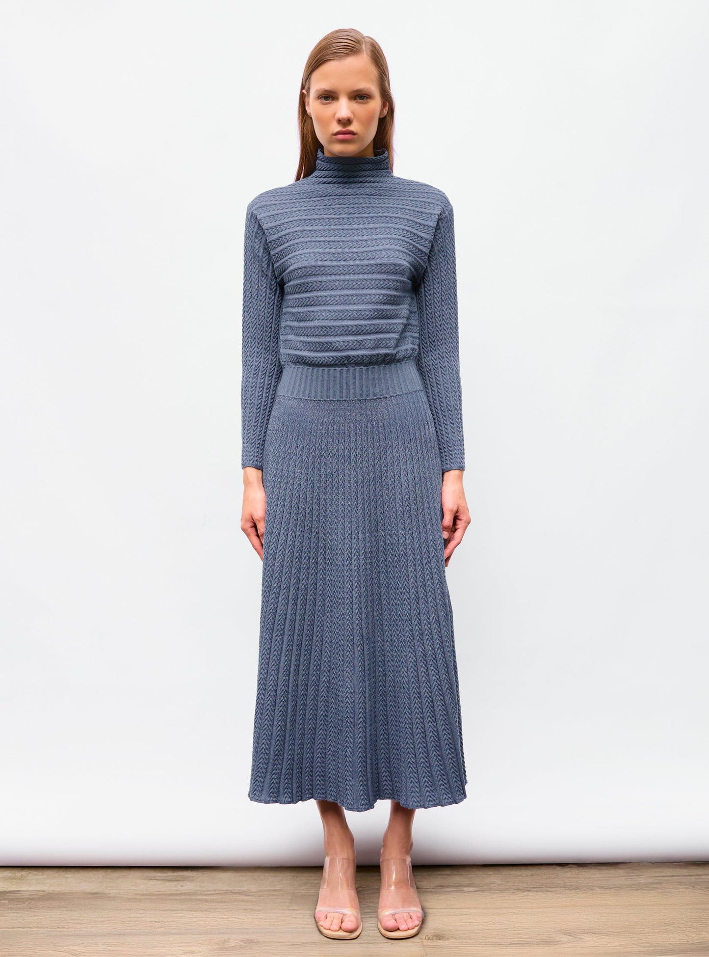 robe longue maille plissée