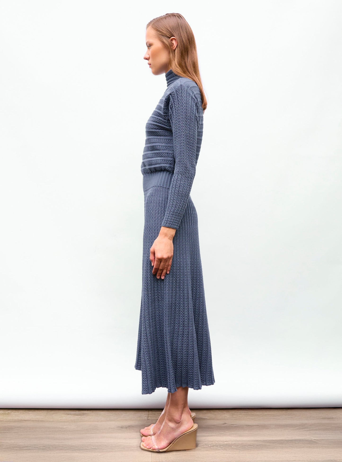 robe longue maille plissée