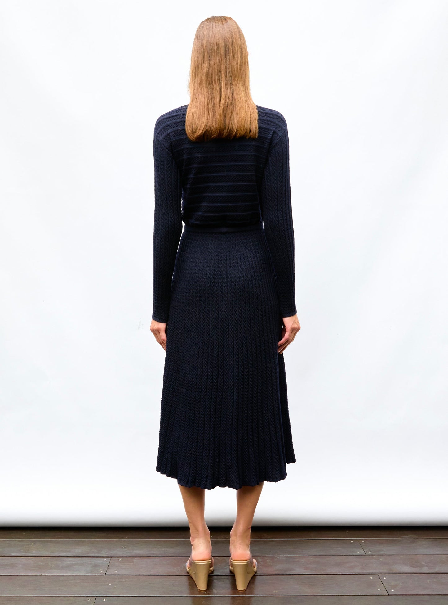 robe longue maille plissée
