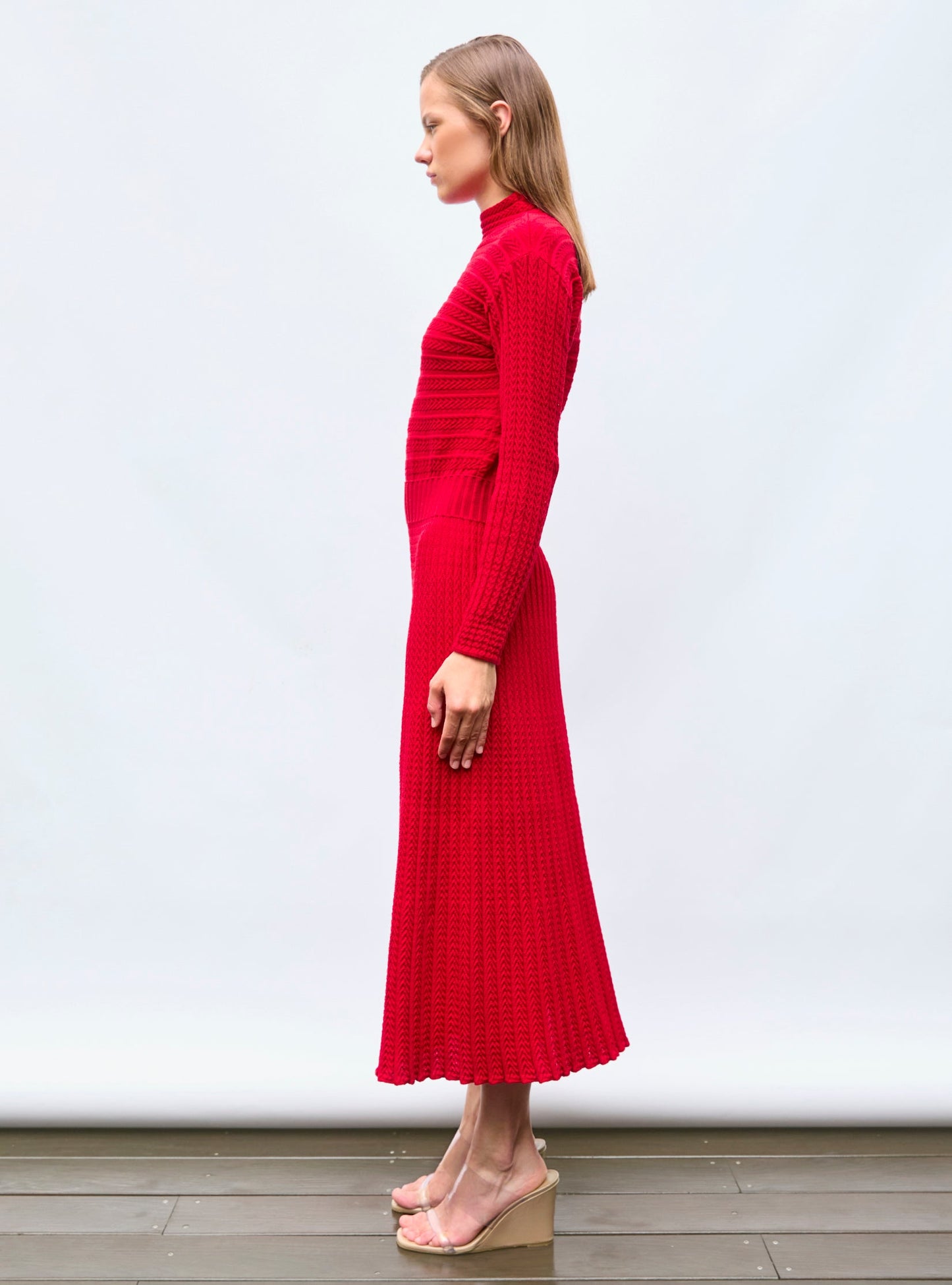 robe longue maille plissée