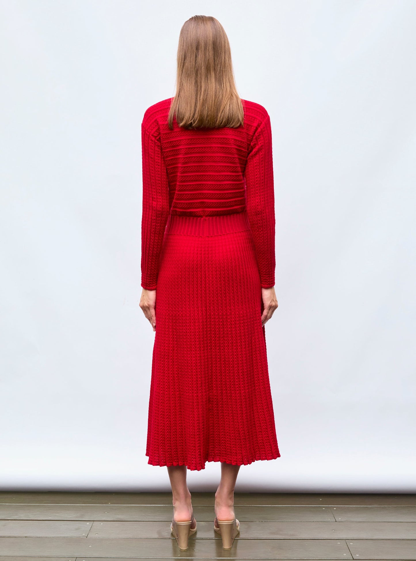 robe longue maille plissée