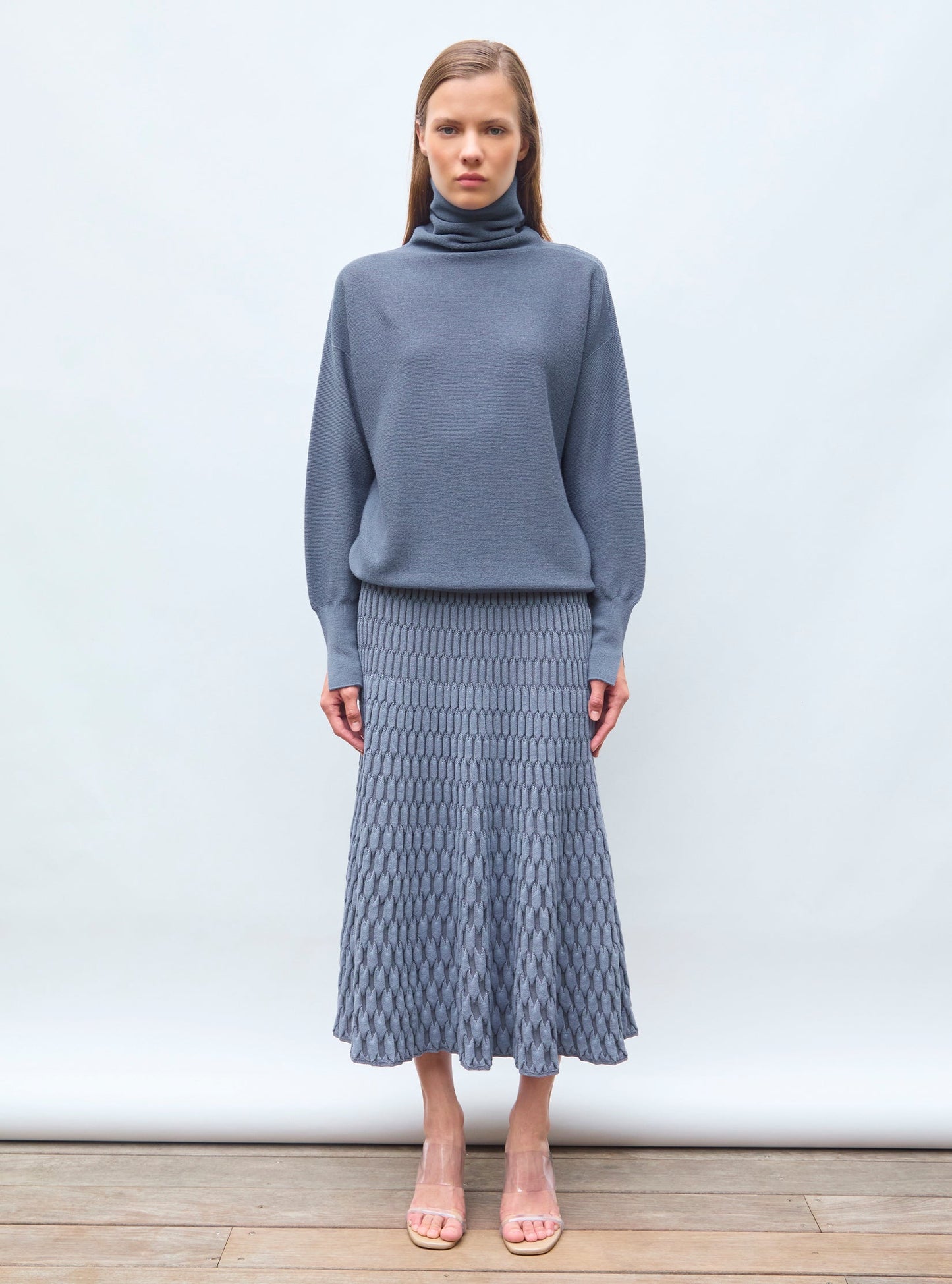 jupe longue maille zellige unie
