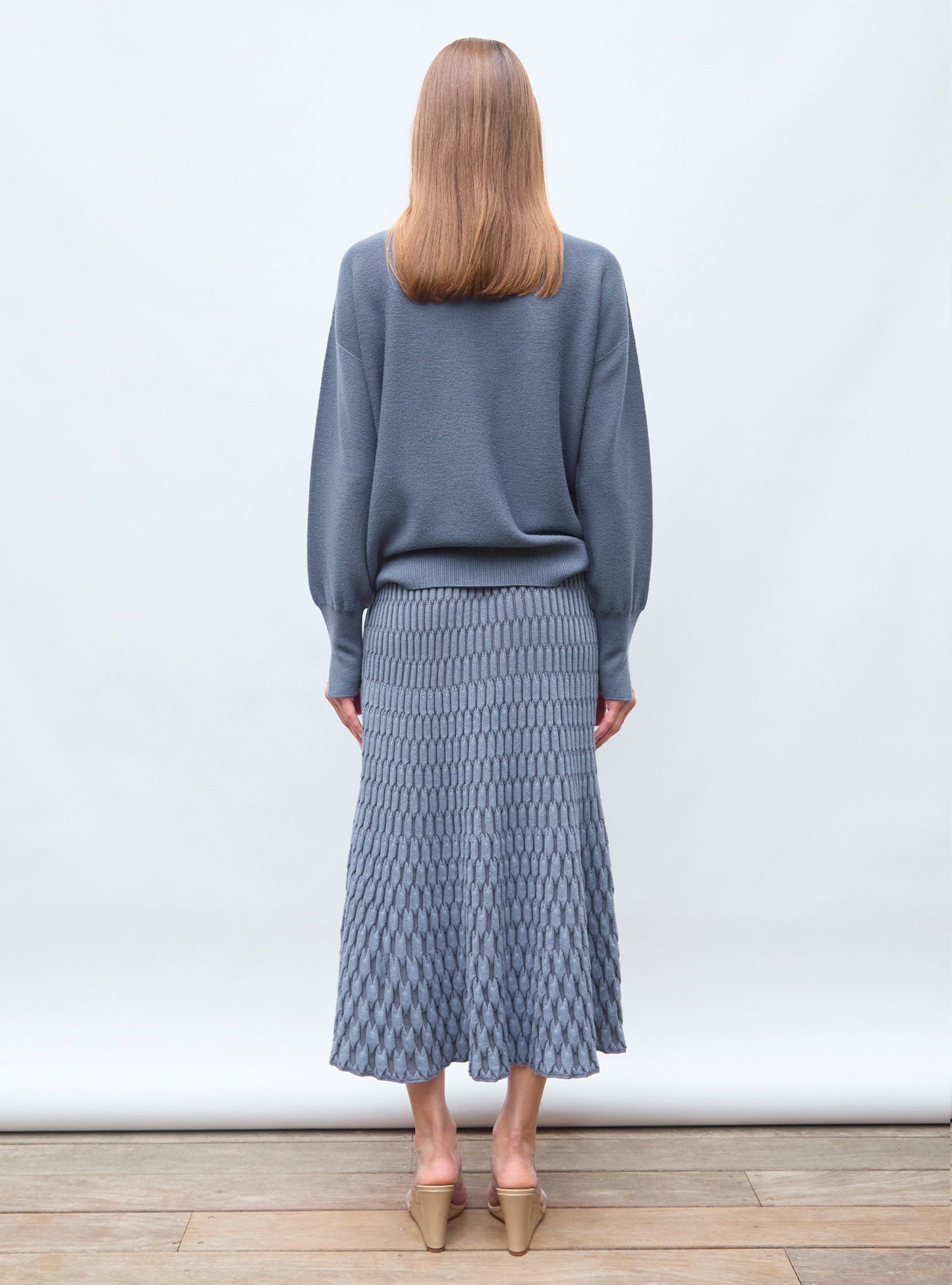 jupe longue maille zellige unie