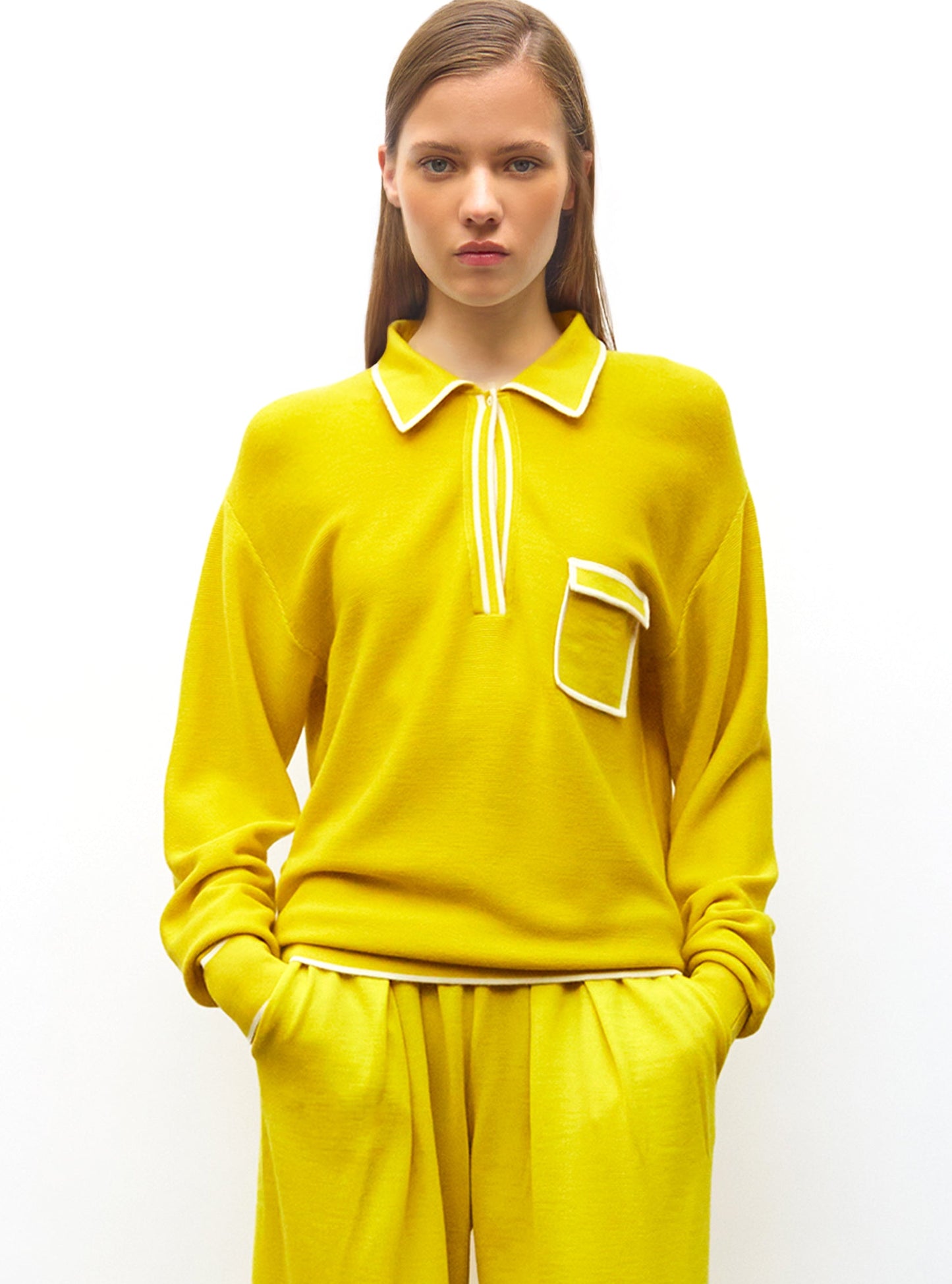 chemise maille col gansé