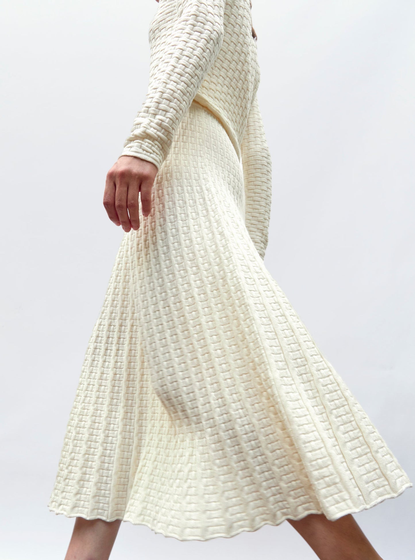 jupe longue maille cannage