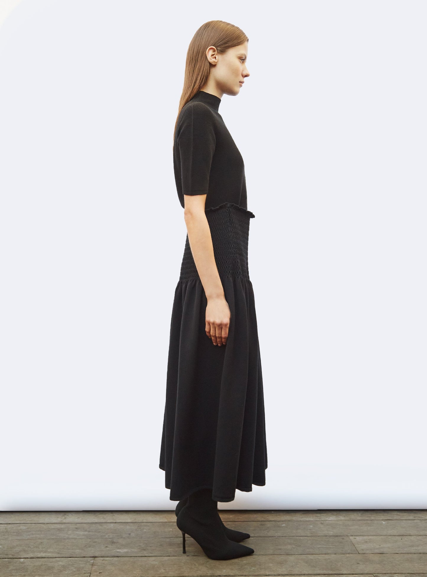 jupe longue maille smockée