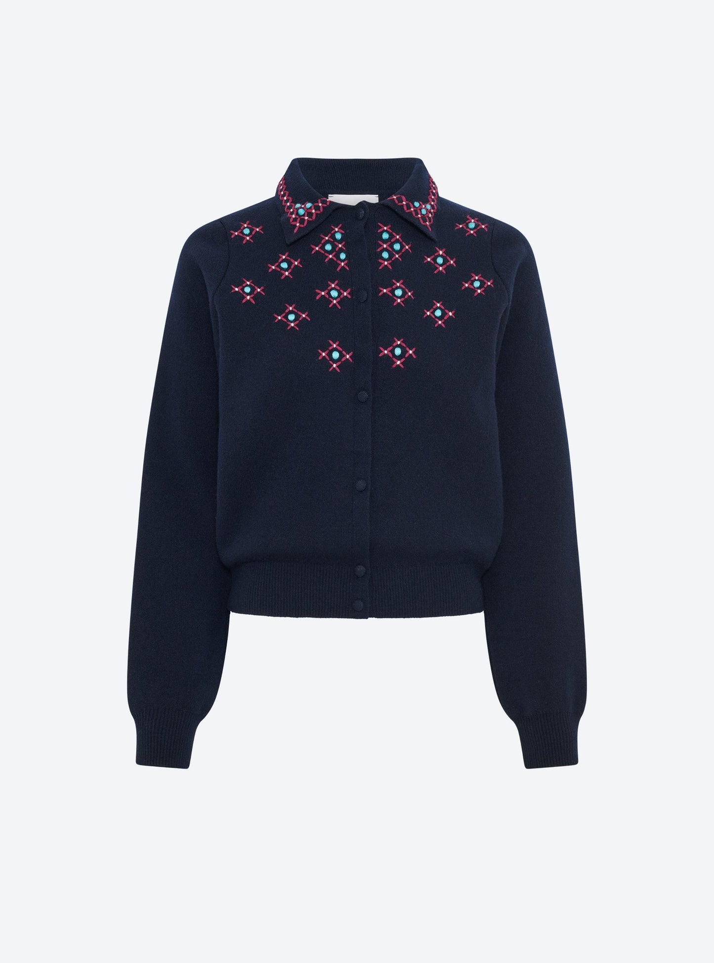 cardigan maille brodé main