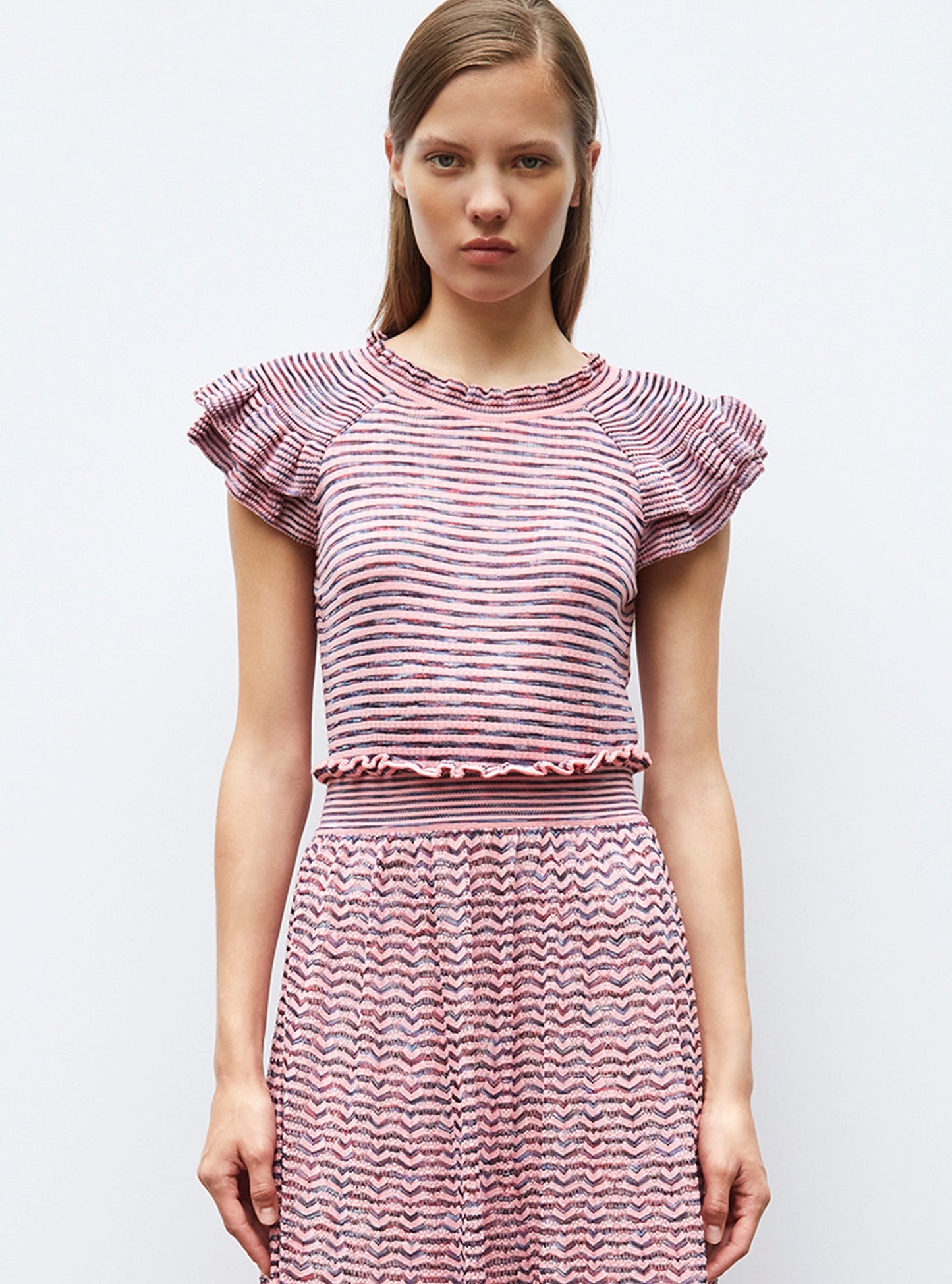 top en maille papier marbré