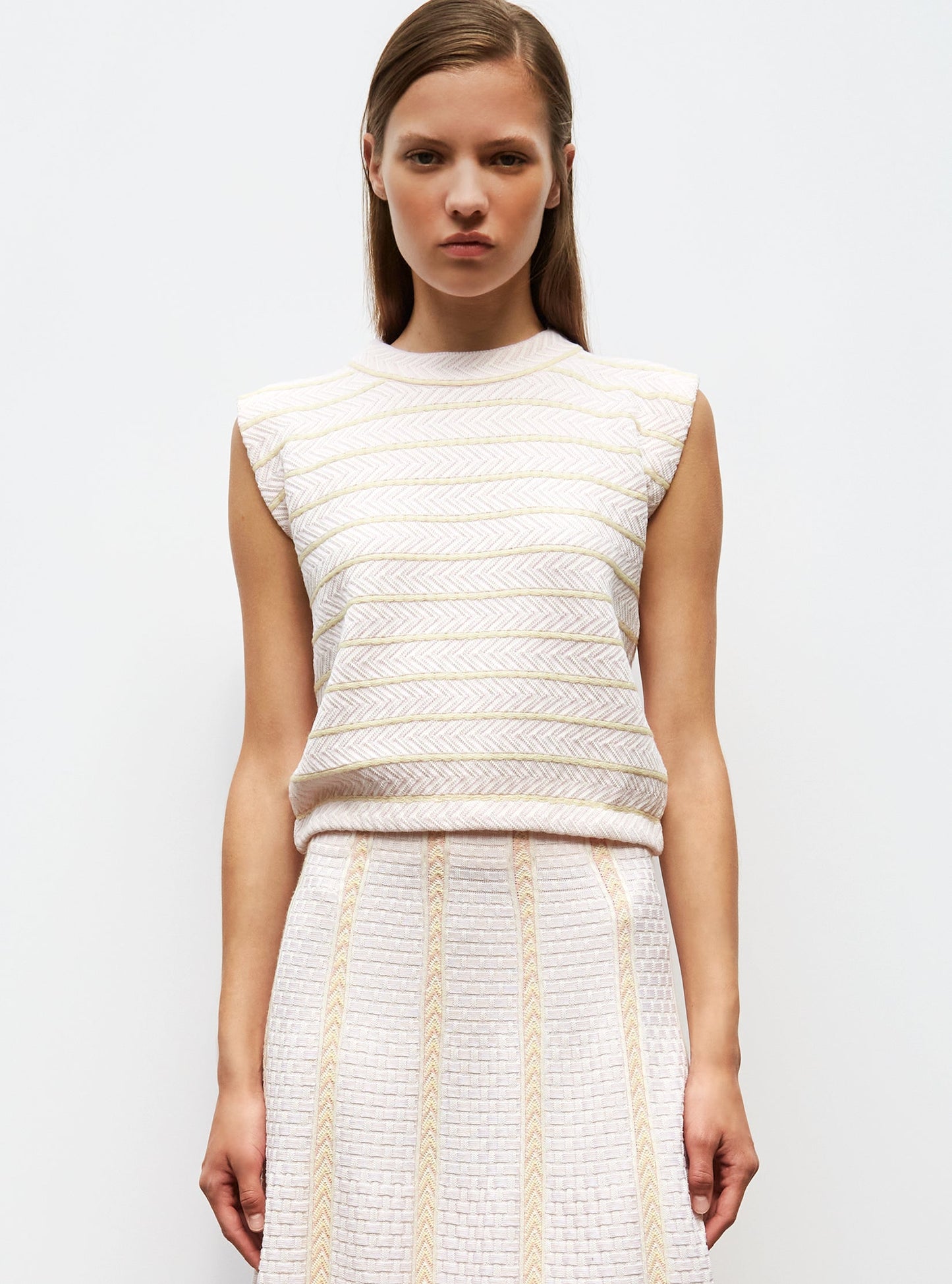 top en maille panier tressé