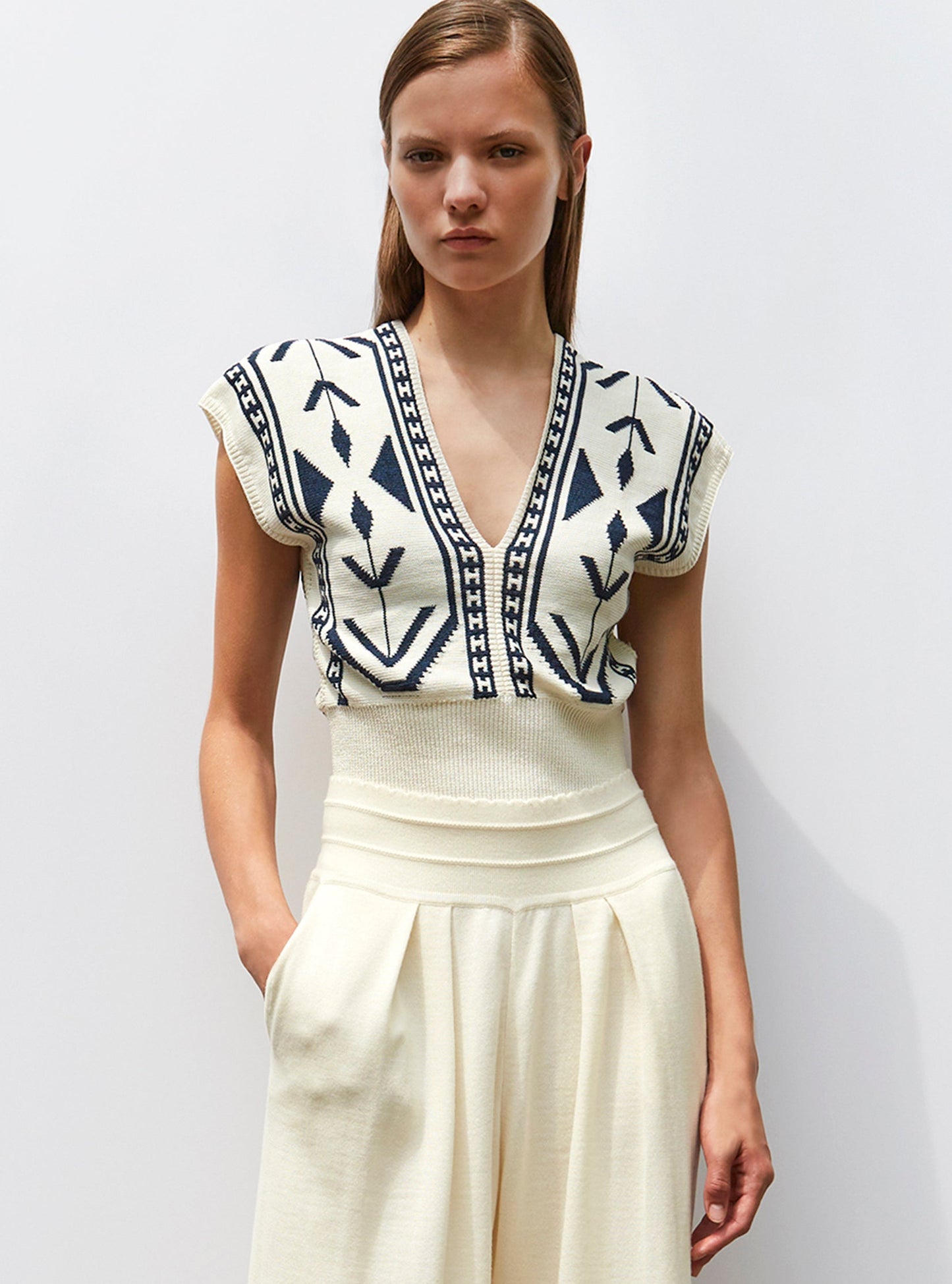 top v maille jacquard ikat