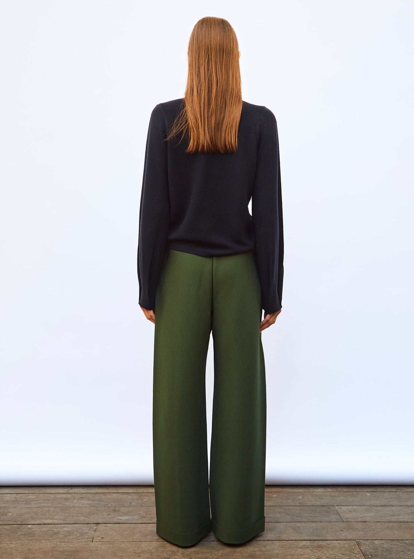 pantalon taille haute maille couture