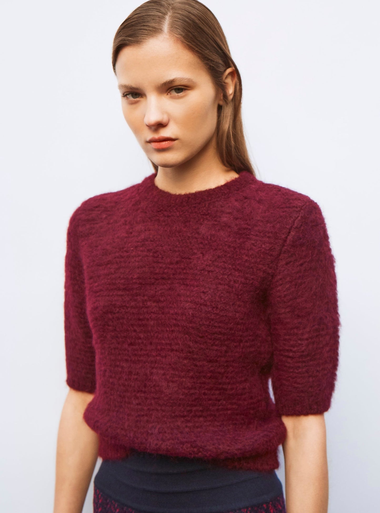 top manches coudes maille duveteuse