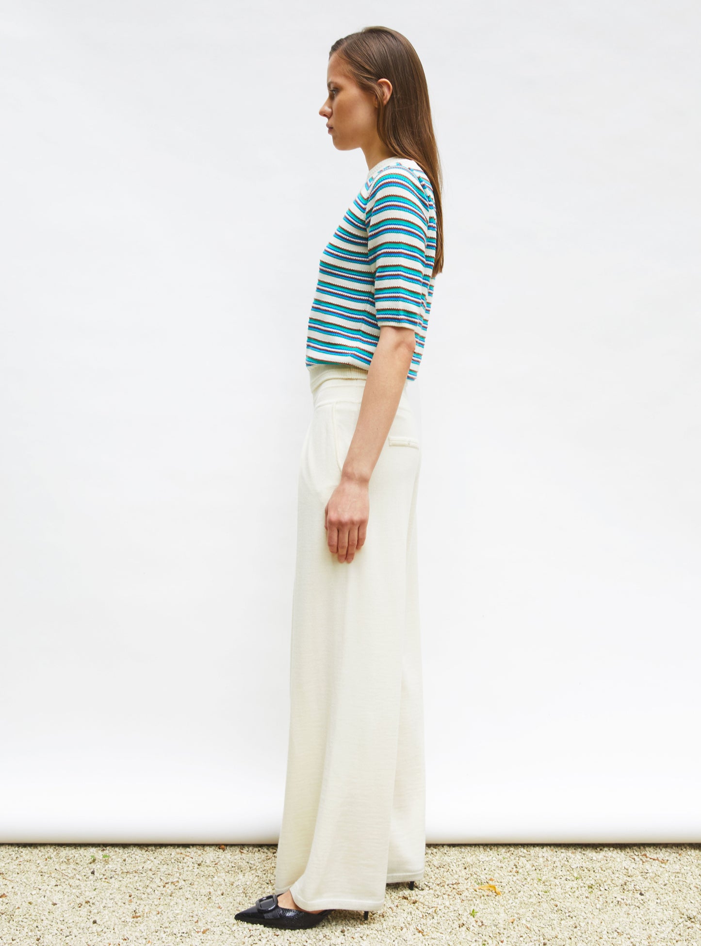 top fin maille rayée colorée