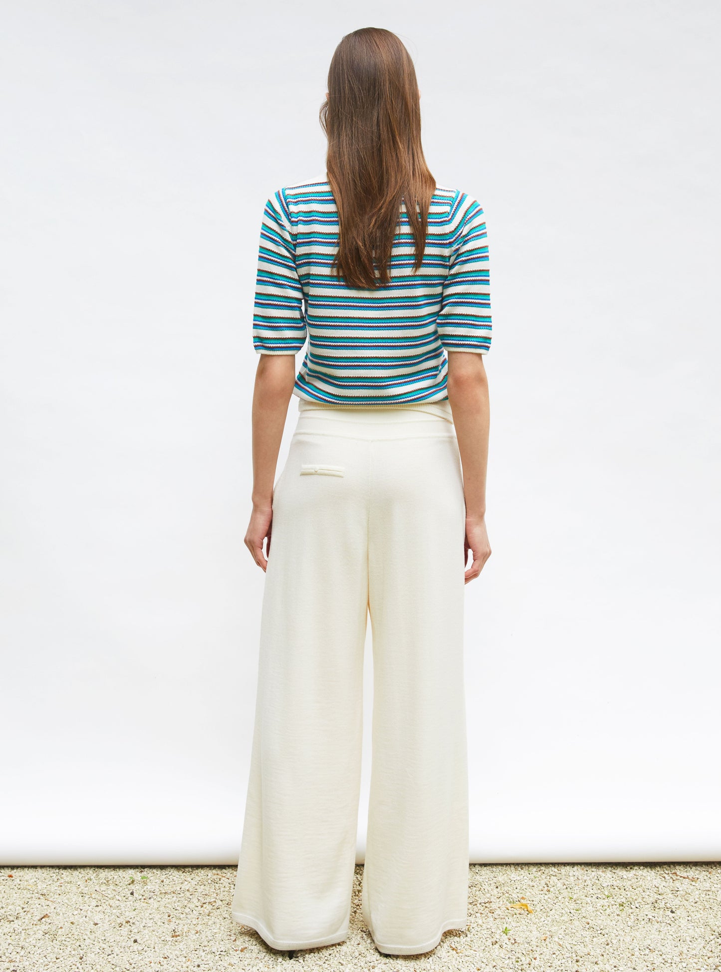 top fin maille rayée colorée