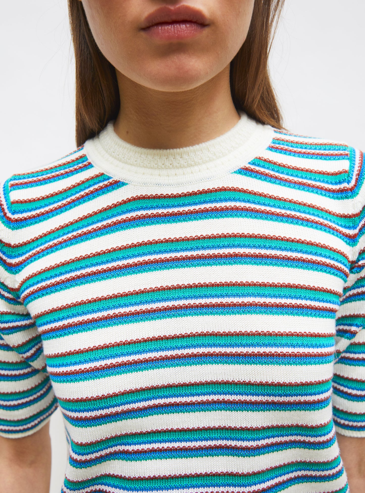 top fin maille rayée colorée