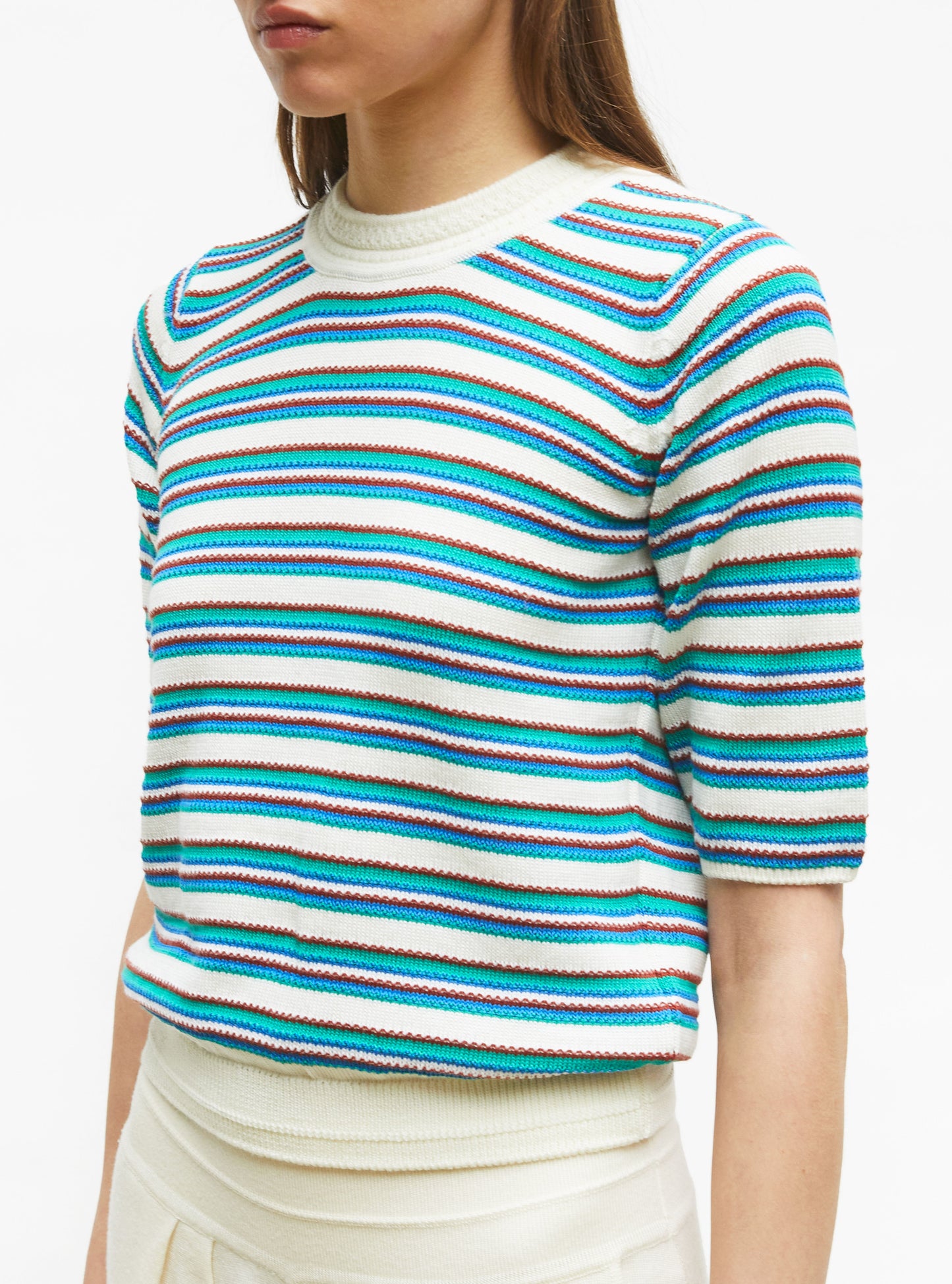 top fin maille rayée colorée